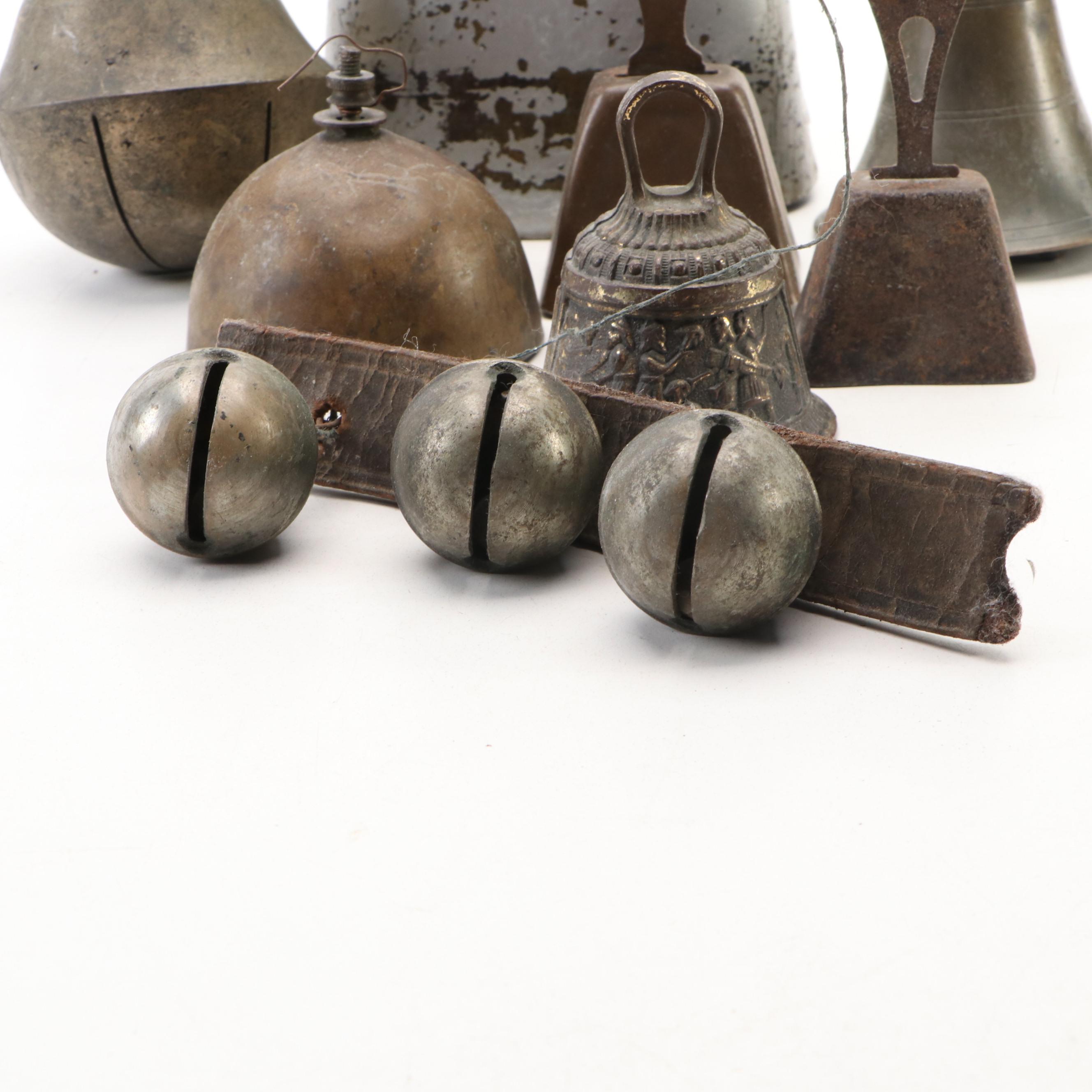 Metal Chrome Finish Cowbell with Other Metal Bells