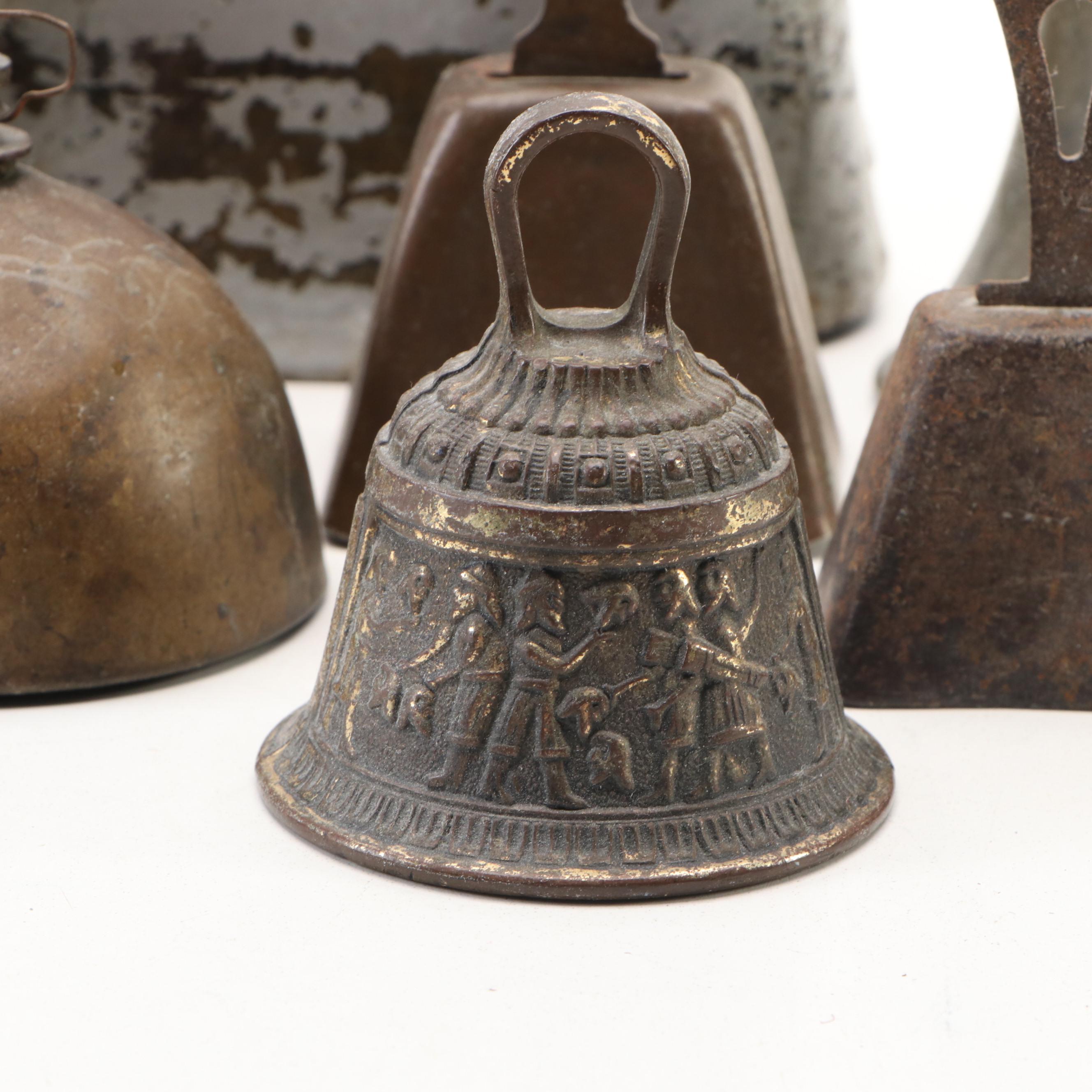 Metal Chrome Finish Cowbell with Other Metal Bells