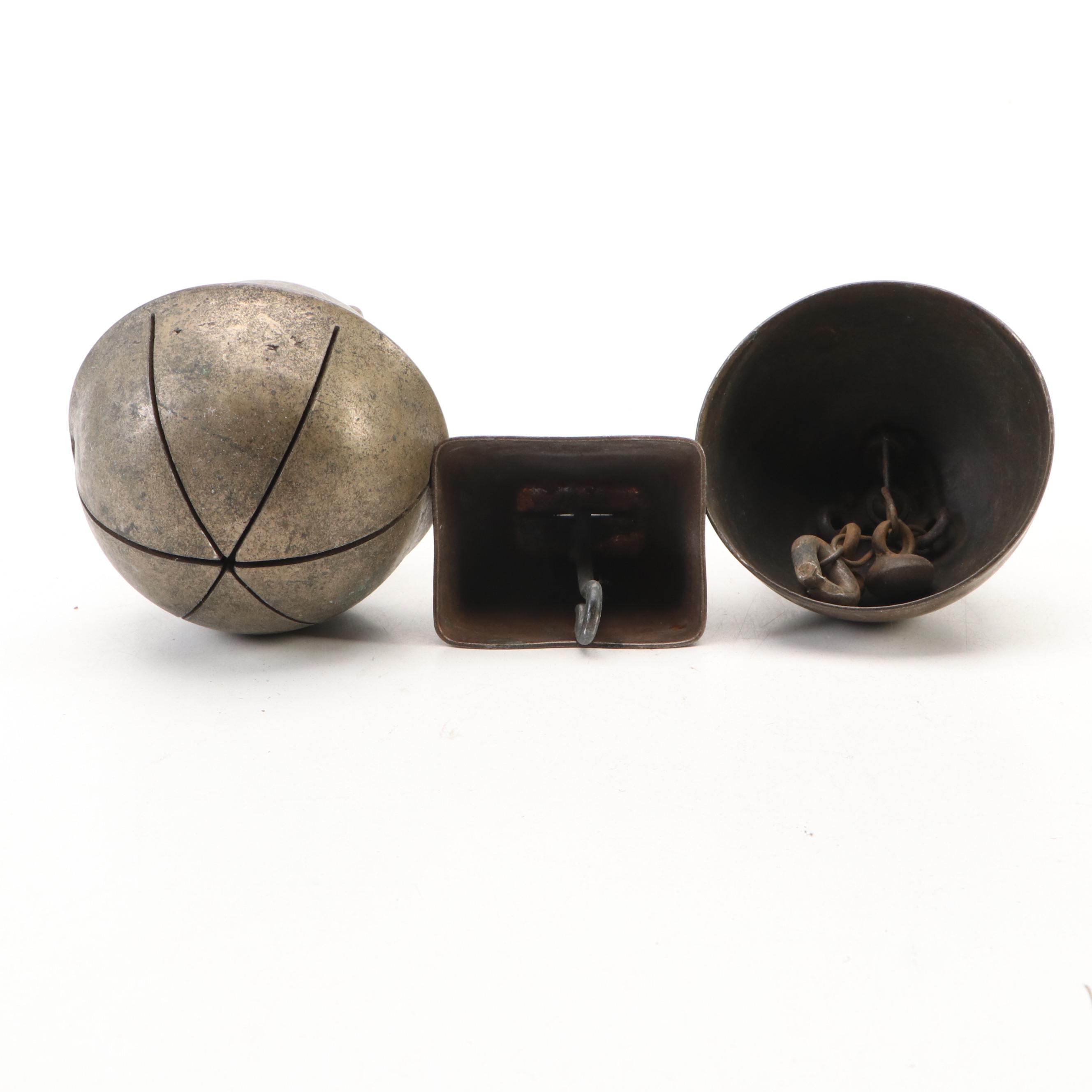 Metal Chrome Finish Cowbell with Other Metal Bells