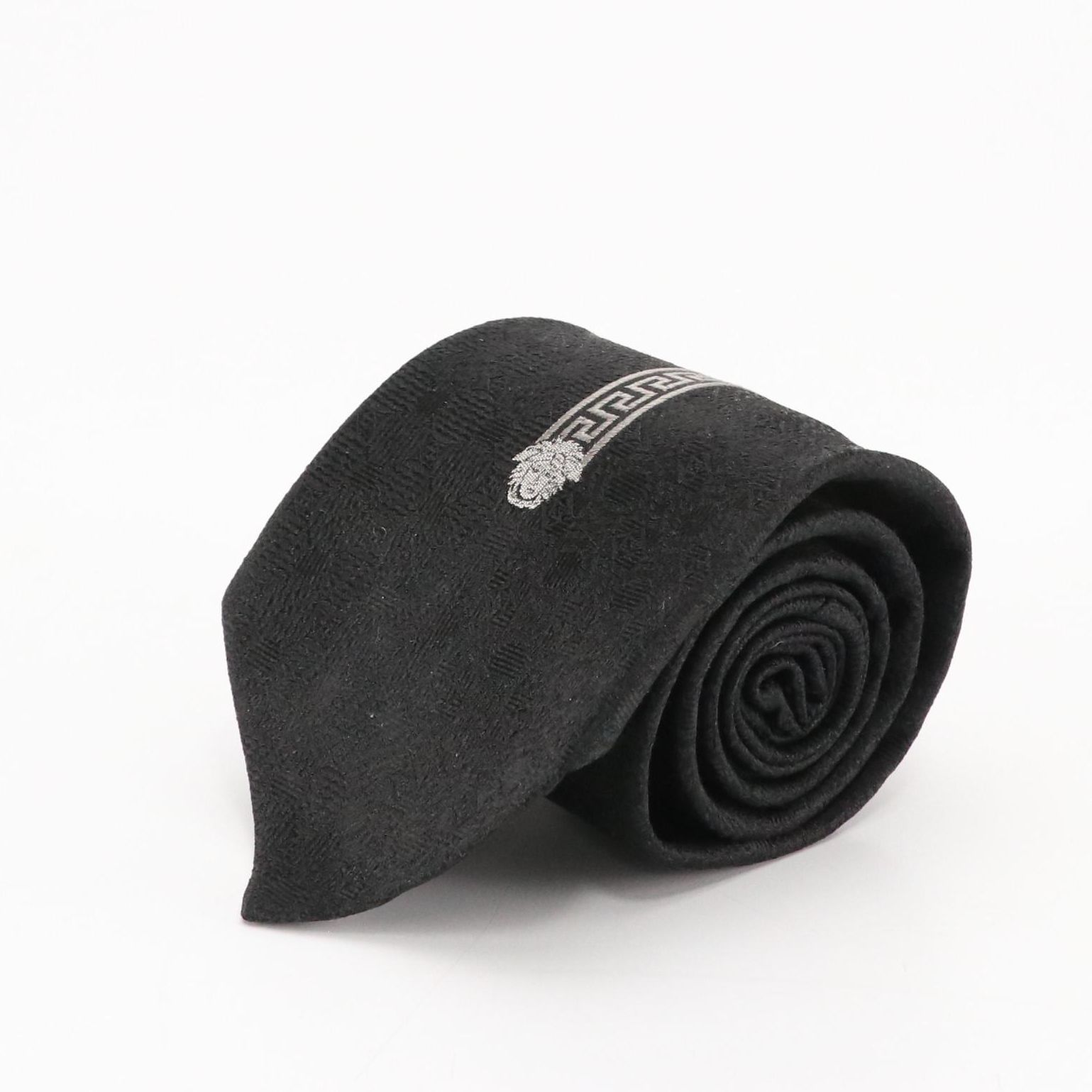 Gianni Versace Black Silk Jacquard Necktie