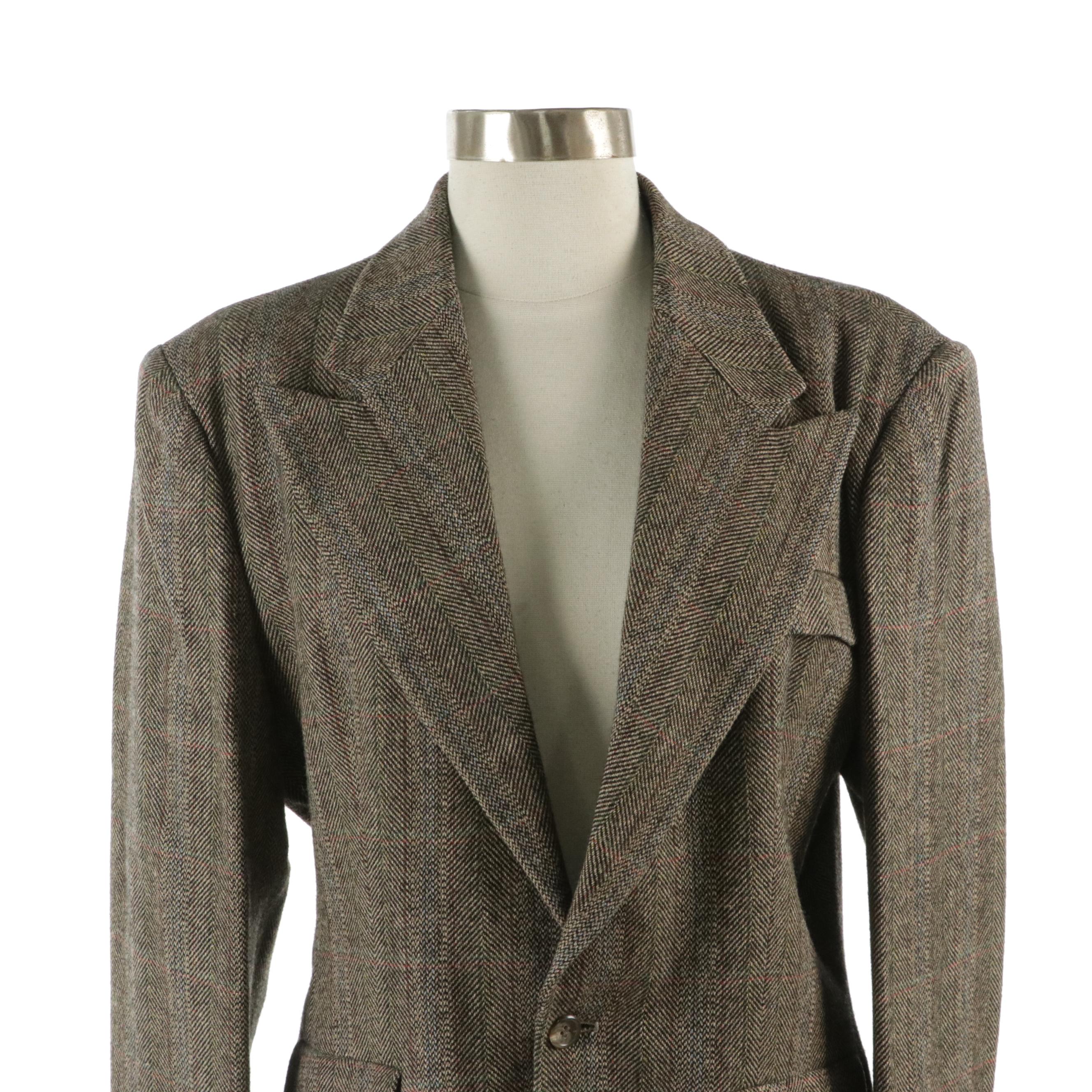 Ralph Lauren Vintage Pleated Skirt Suit in Striped Wool/Silk Blend