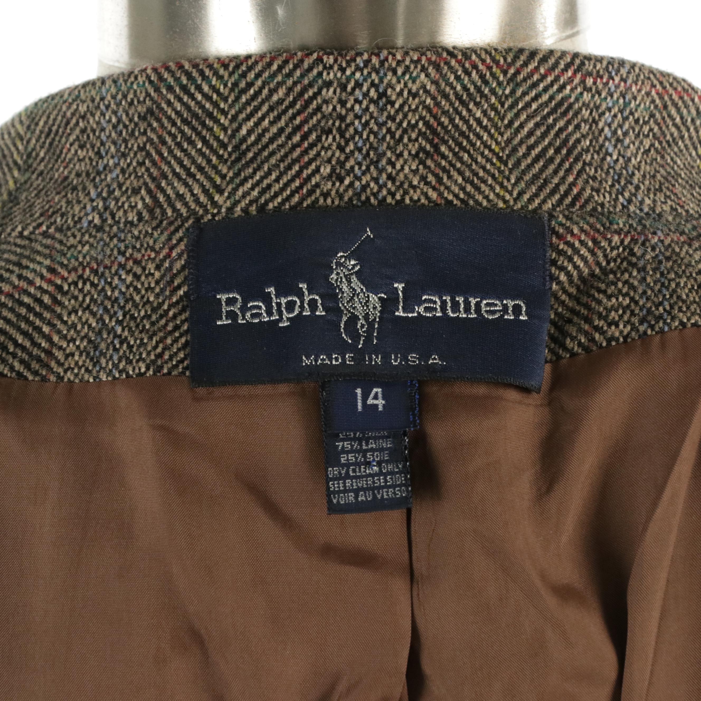 Ralph Lauren Vintage Pleated Skirt Suit in Striped Wool/Silk Blend