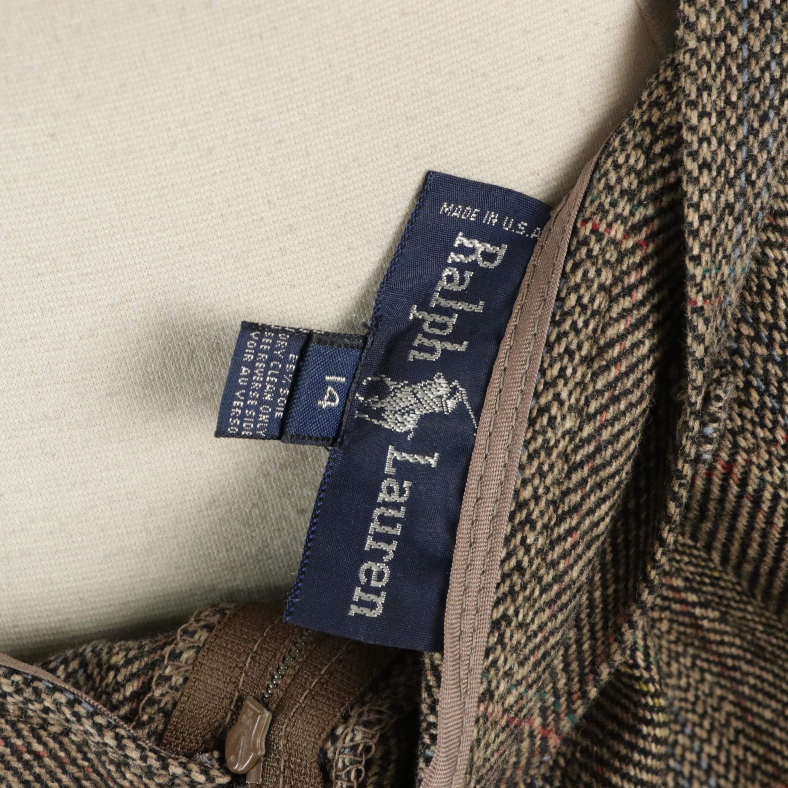 Ralph Lauren Vintage Pleated Skirt Suit in Striped Wool/Silk Blend