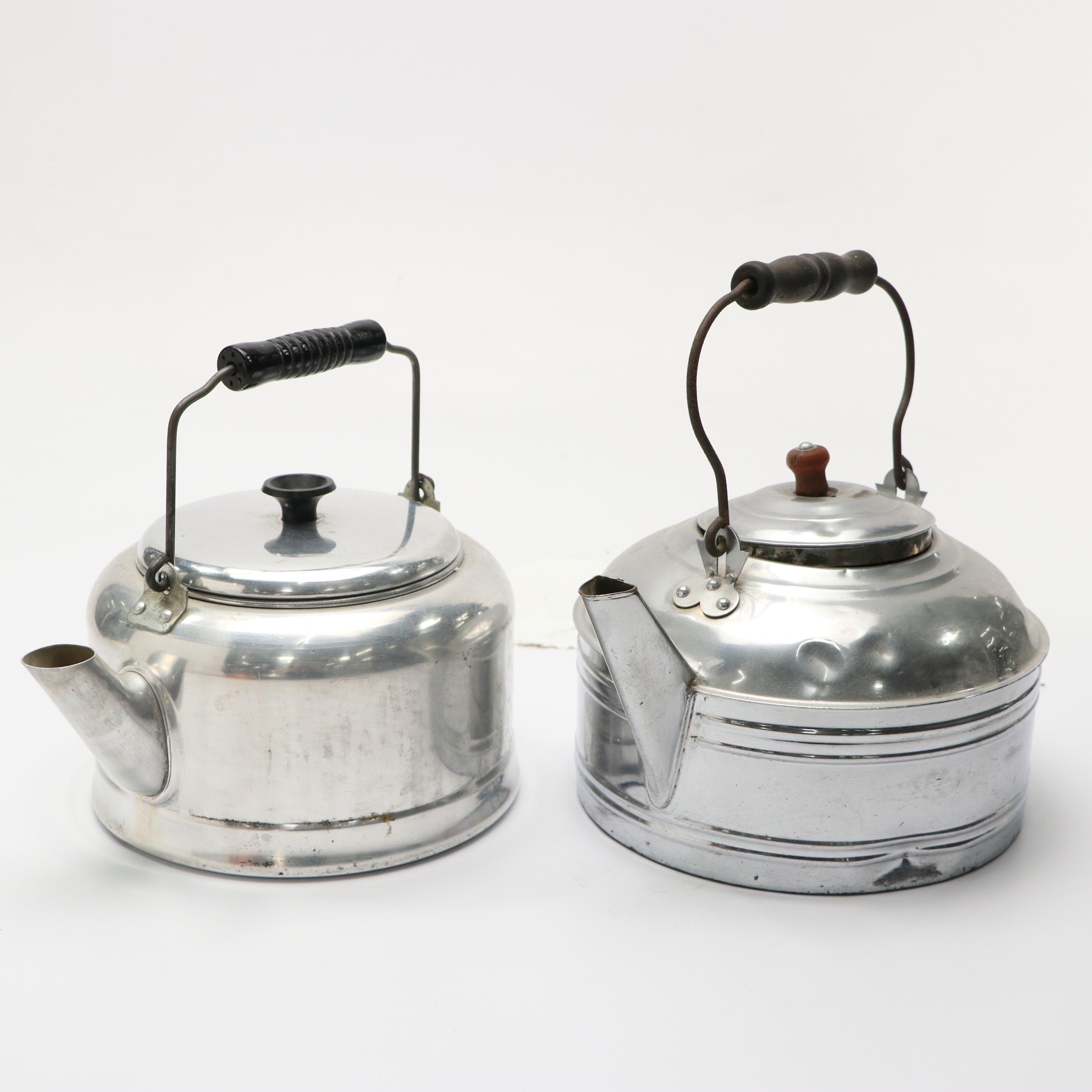 Revere Ware Copper with Art Deco Style Aluminum Kettles, Early/Mid-20th Century