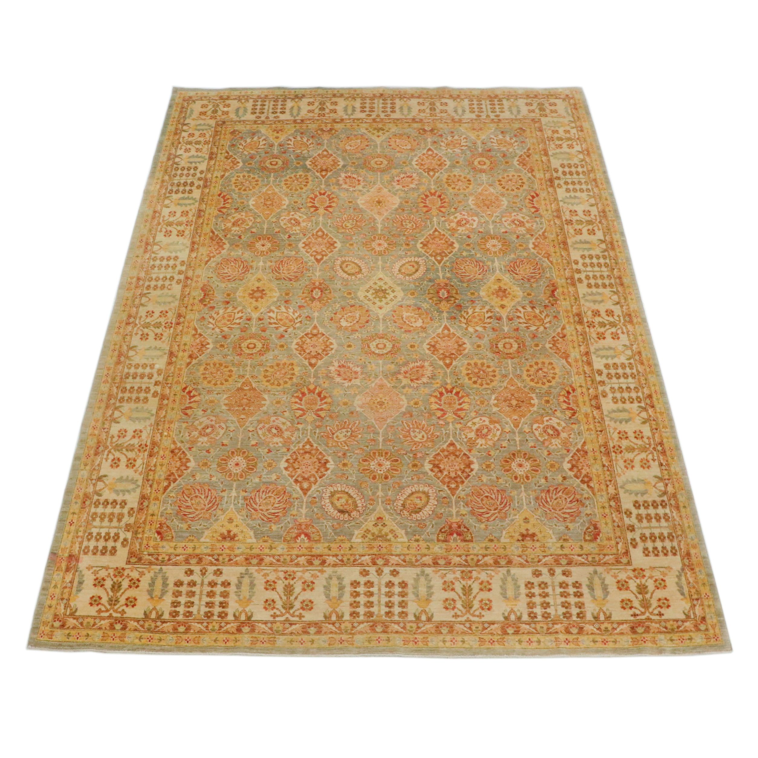10' x 14' Hand-Knotted Indo-Persian Style Contemporary Room-Sized Rug