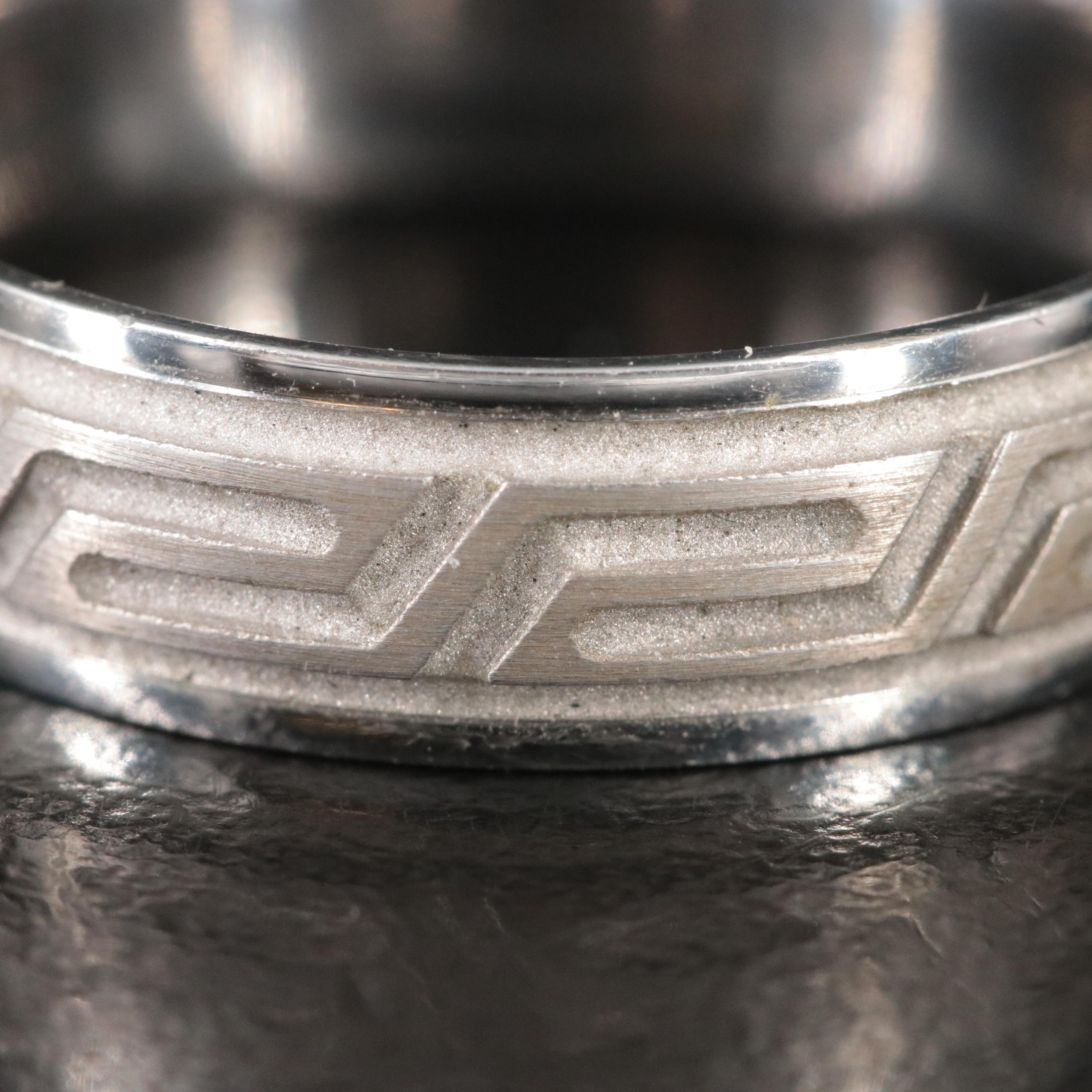 935 Silver Band with Greek Key Design