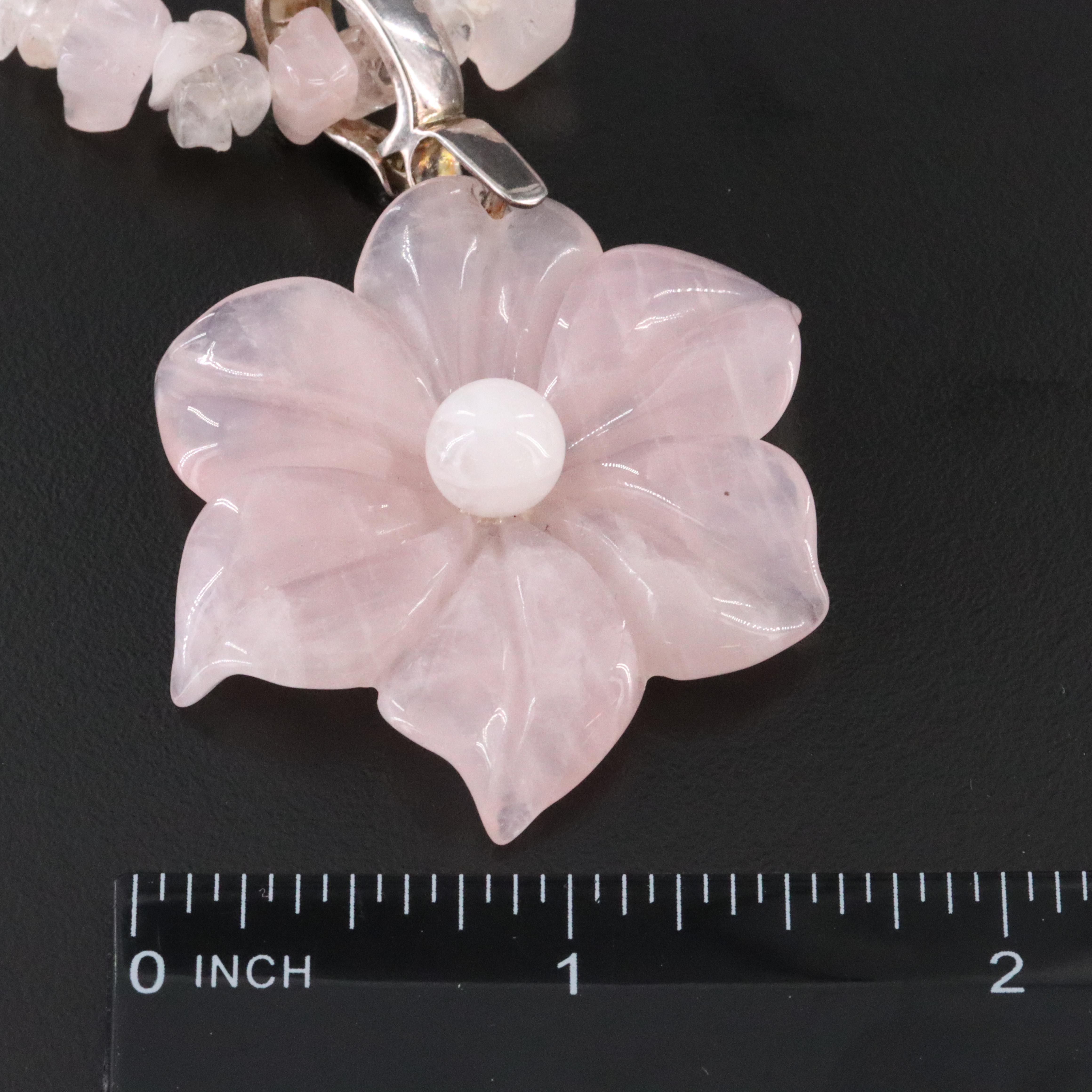 Sterling Rock Crystal Floral Enhancer Pendant Necklace