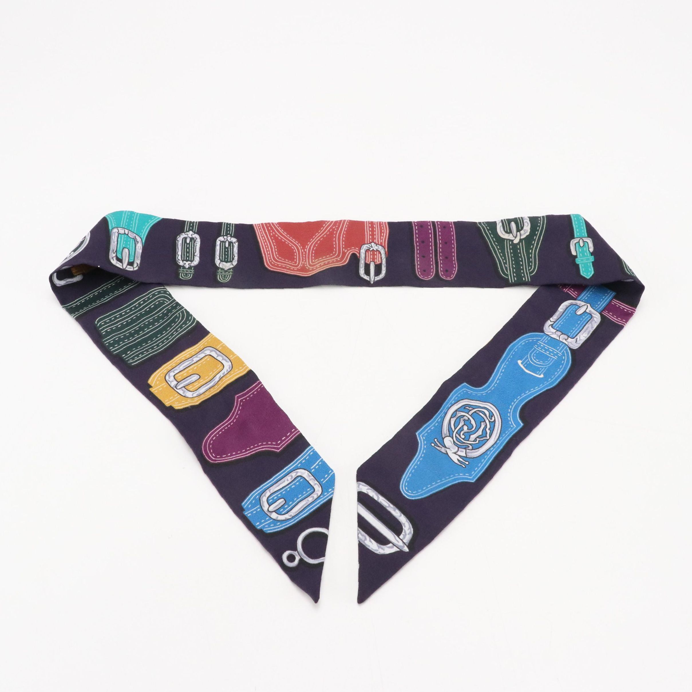 Hermès "Harnais des Présidents" Silk Twilly Scarf with Box