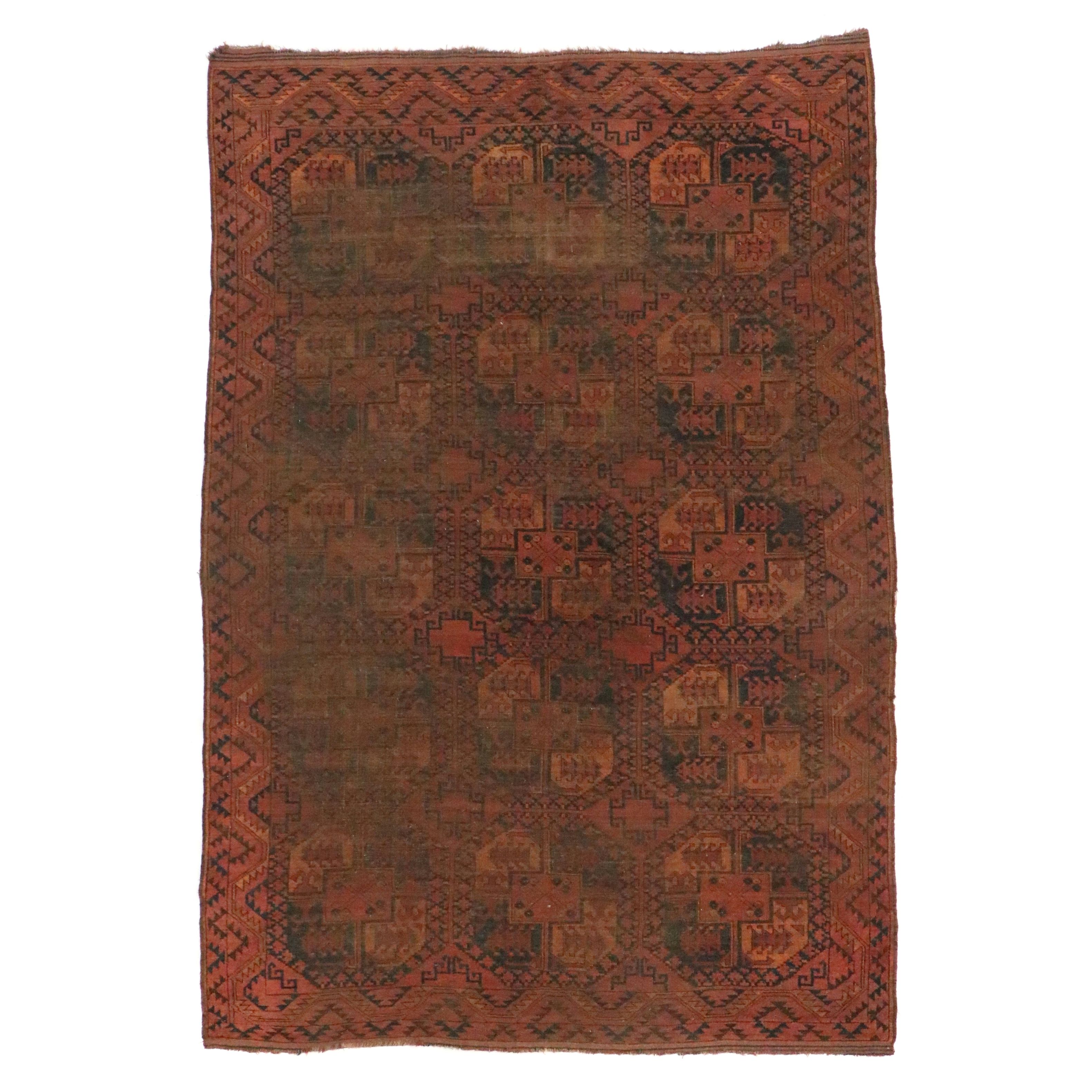 7'7 x 11' Hand-Knotted Afghan Turkmen Area Rug