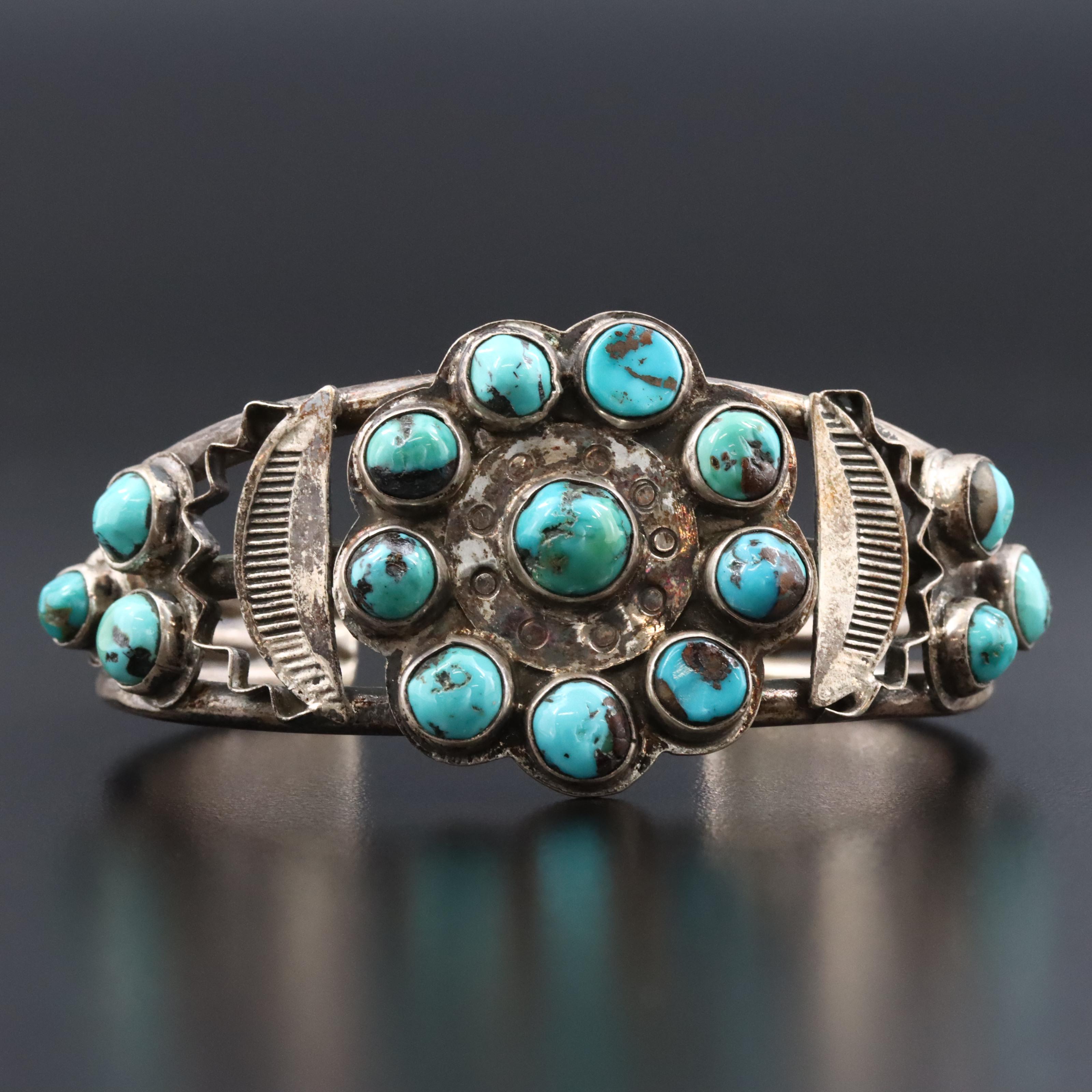 Southwestern Sterling Turquoise Cuff Bracelet