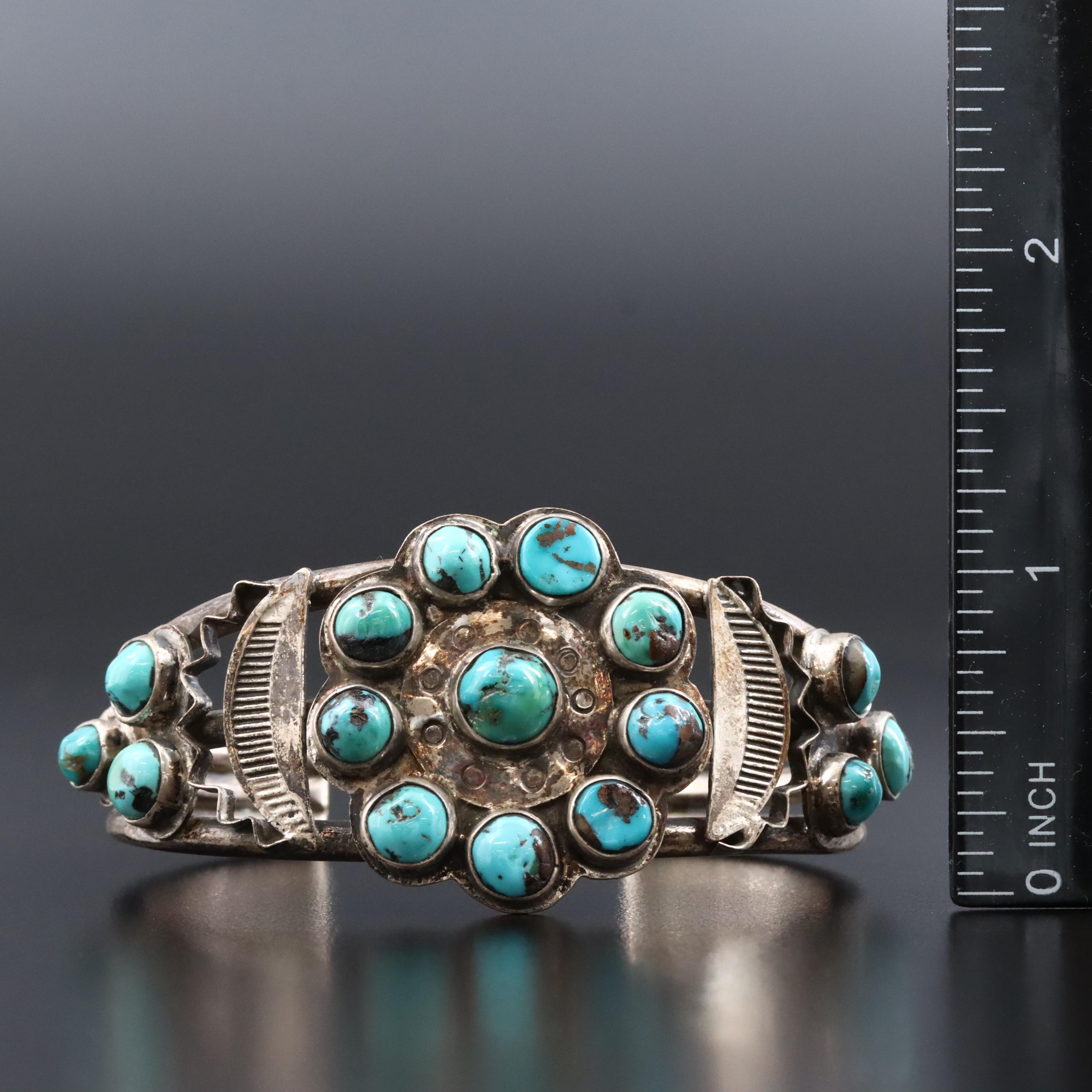 Southwestern Sterling Turquoise Cuff Bracelet