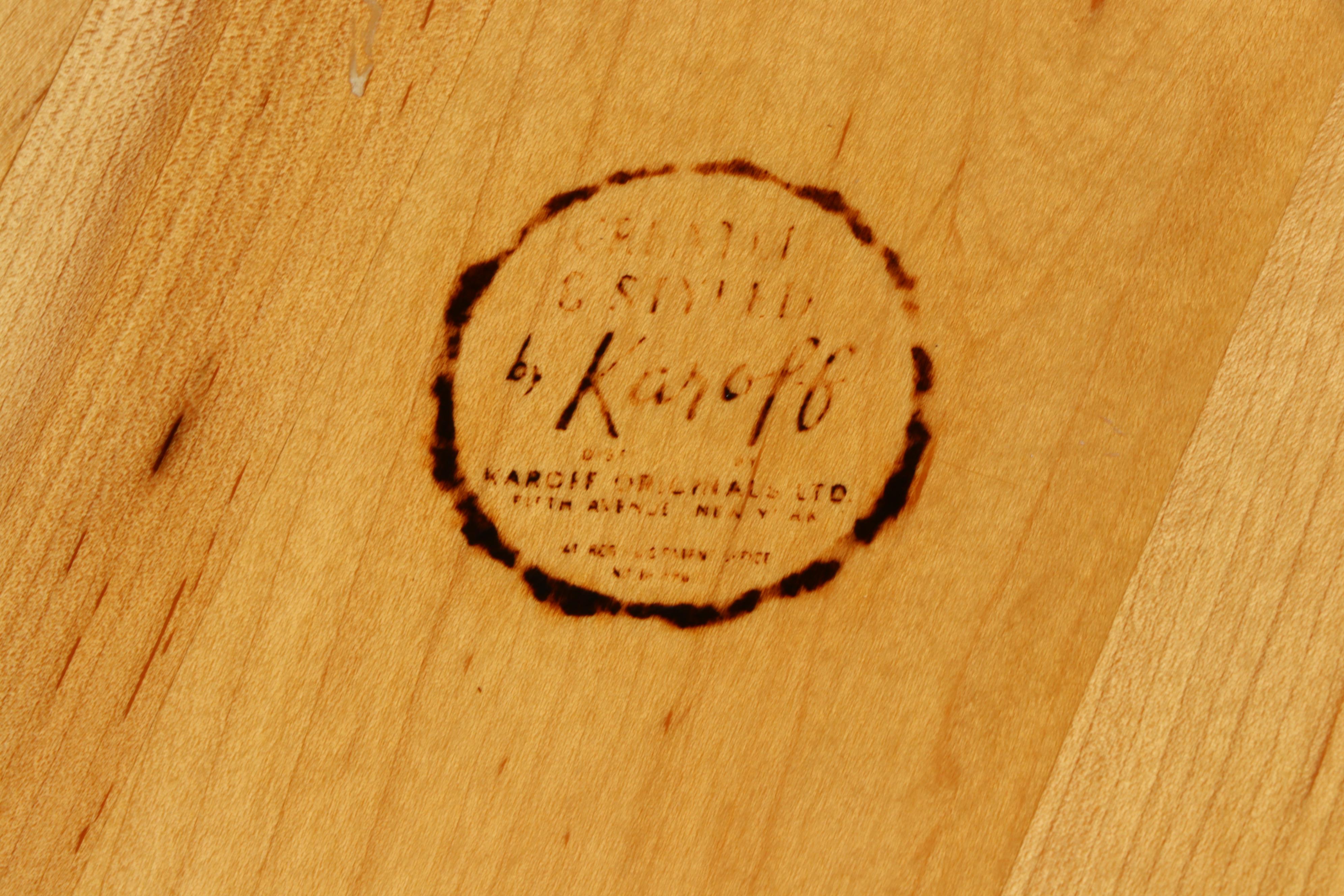 Mid Century Modern Karoff Wood Footed Serving Tray with Margaret Studios Tray