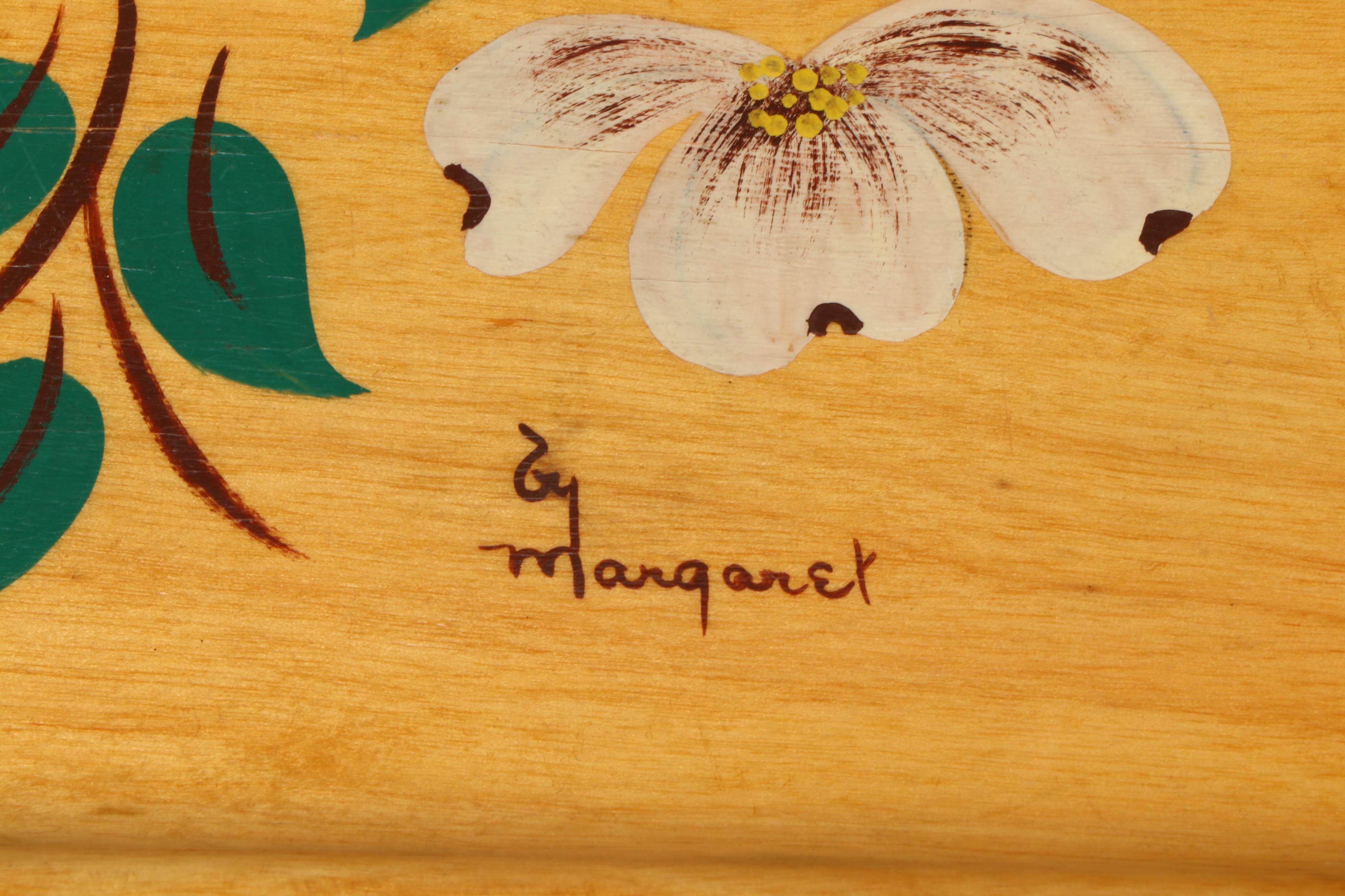 Mid Century Modern Karoff Wood Footed Serving Tray with Margaret Studios Tray