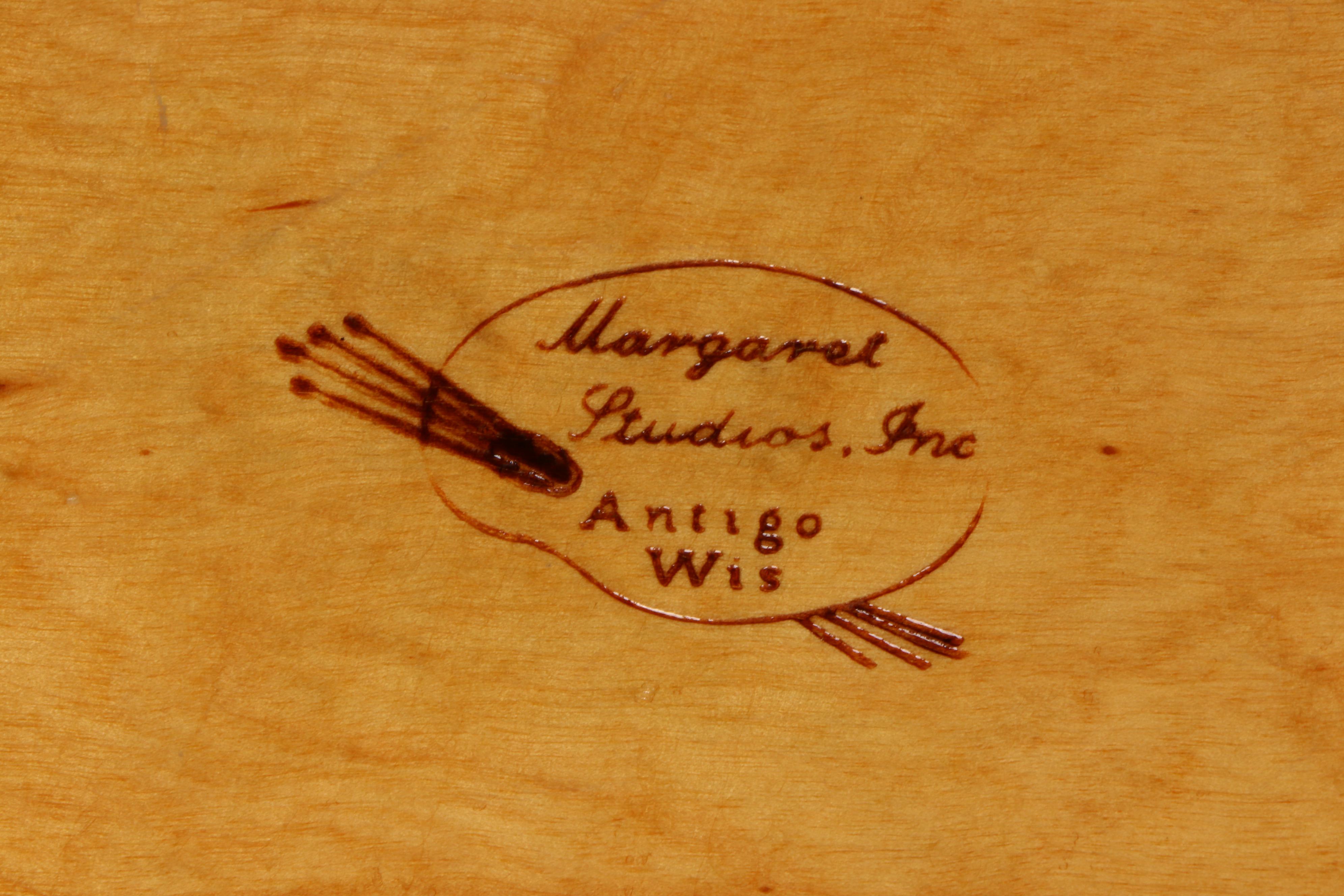 Mid Century Modern Karoff Wood Footed Serving Tray with Margaret Studios Tray