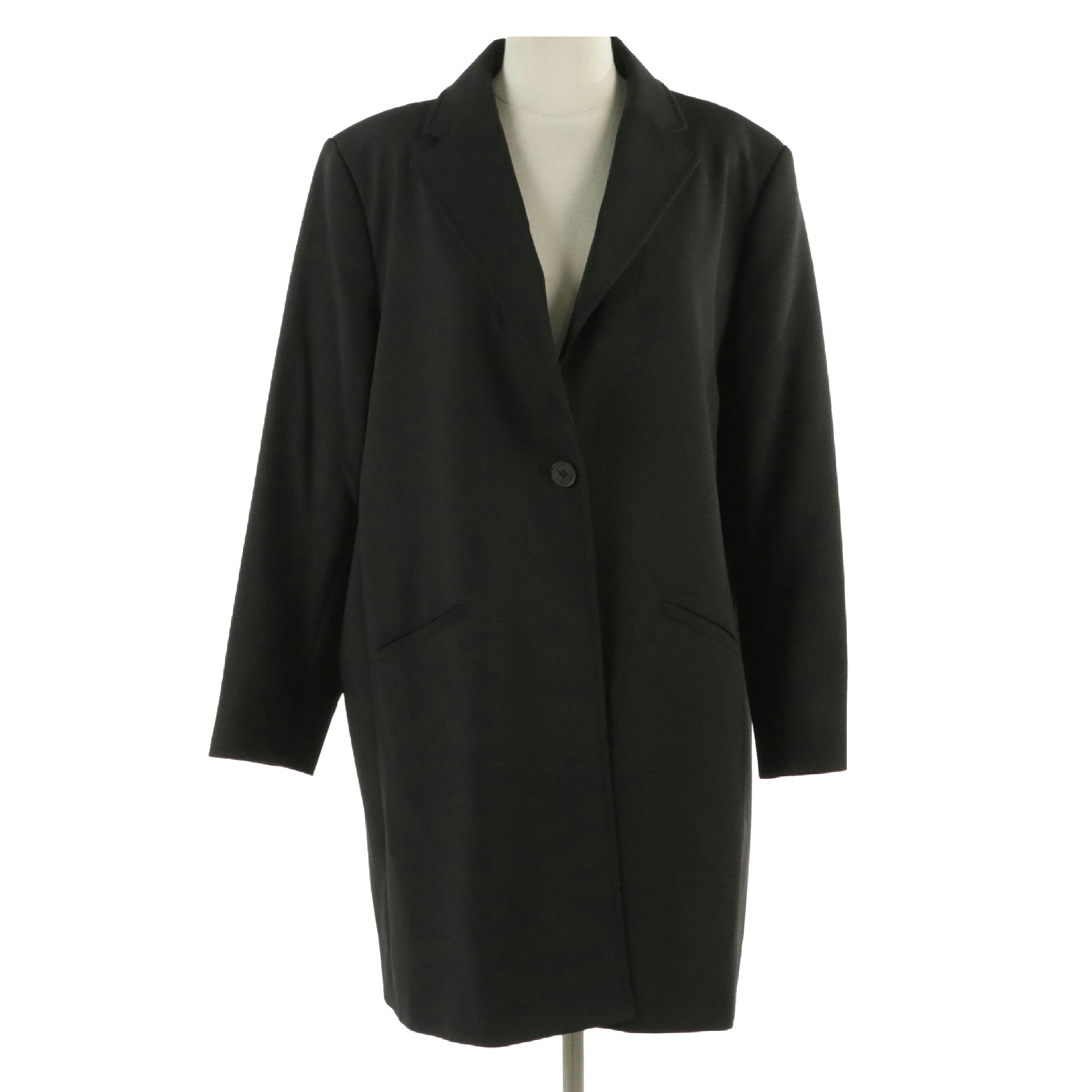 Lauren Ralph Lauren Single-Button Long Blazer in Black Polyester Blend