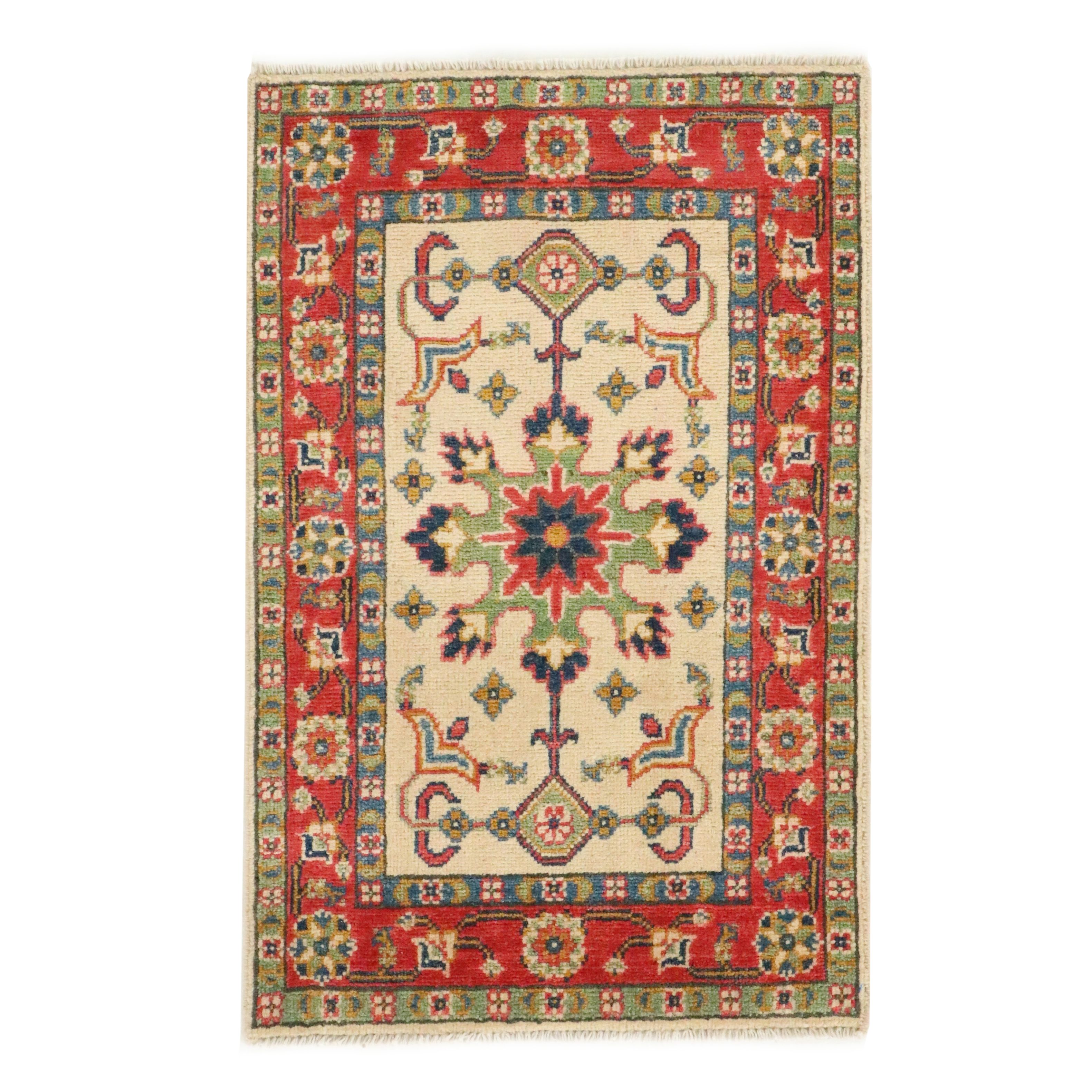 2' x 3'1 Hand-Knotted Afghan Kazak Accent Rug