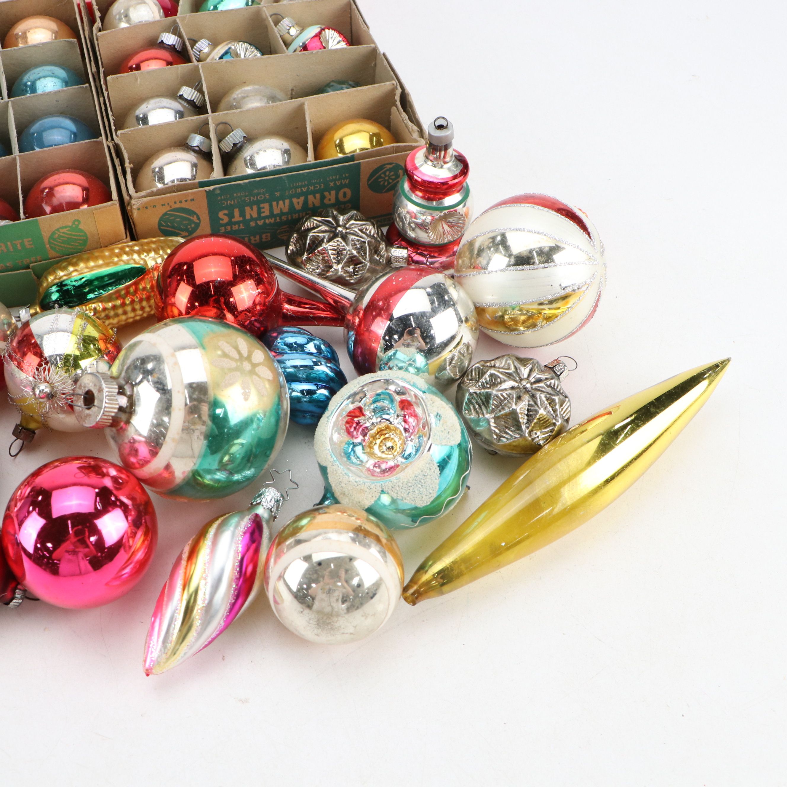 Shiny Brite, Waterford with Other Christmas Ornaments and Candles