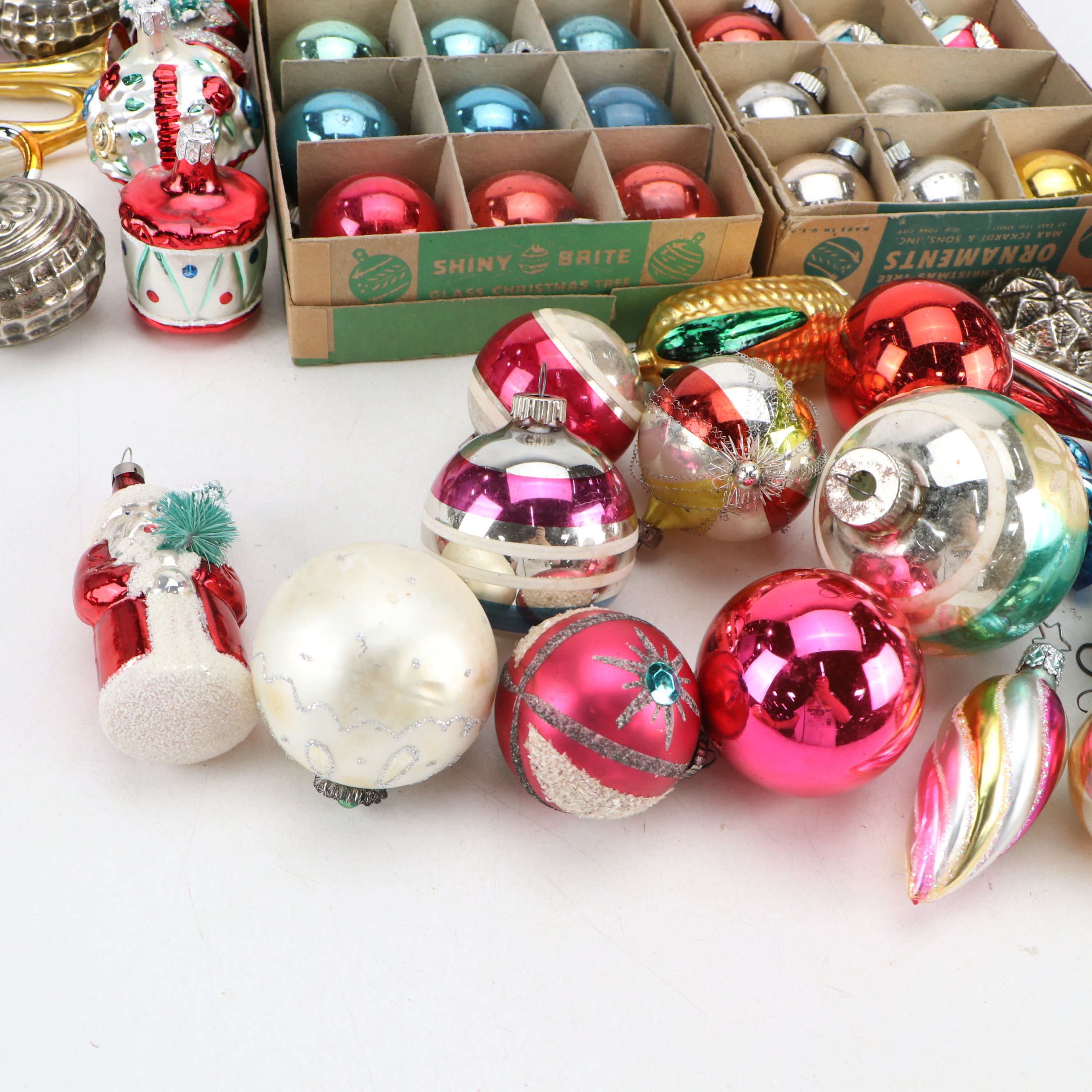 Shiny Brite, Waterford with Other Christmas Ornaments and Candles