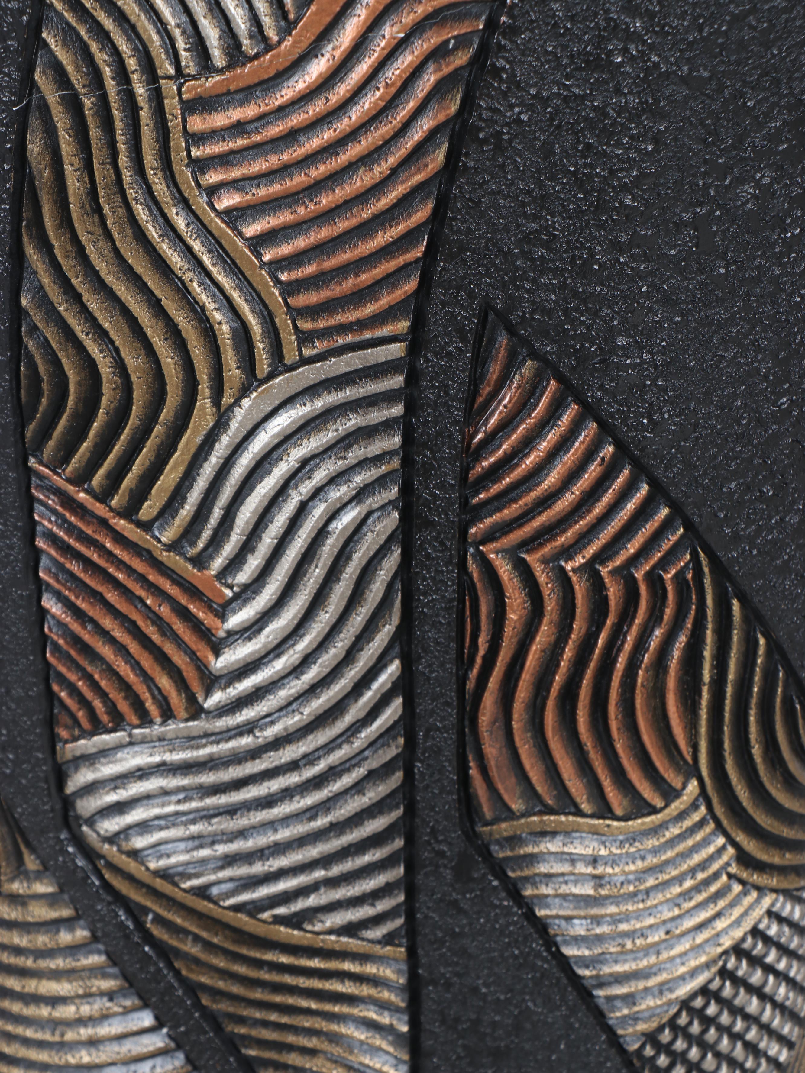 Deco Revival Style Copper, Silver, Brass Finish Floor Lamp & Coolie Shade