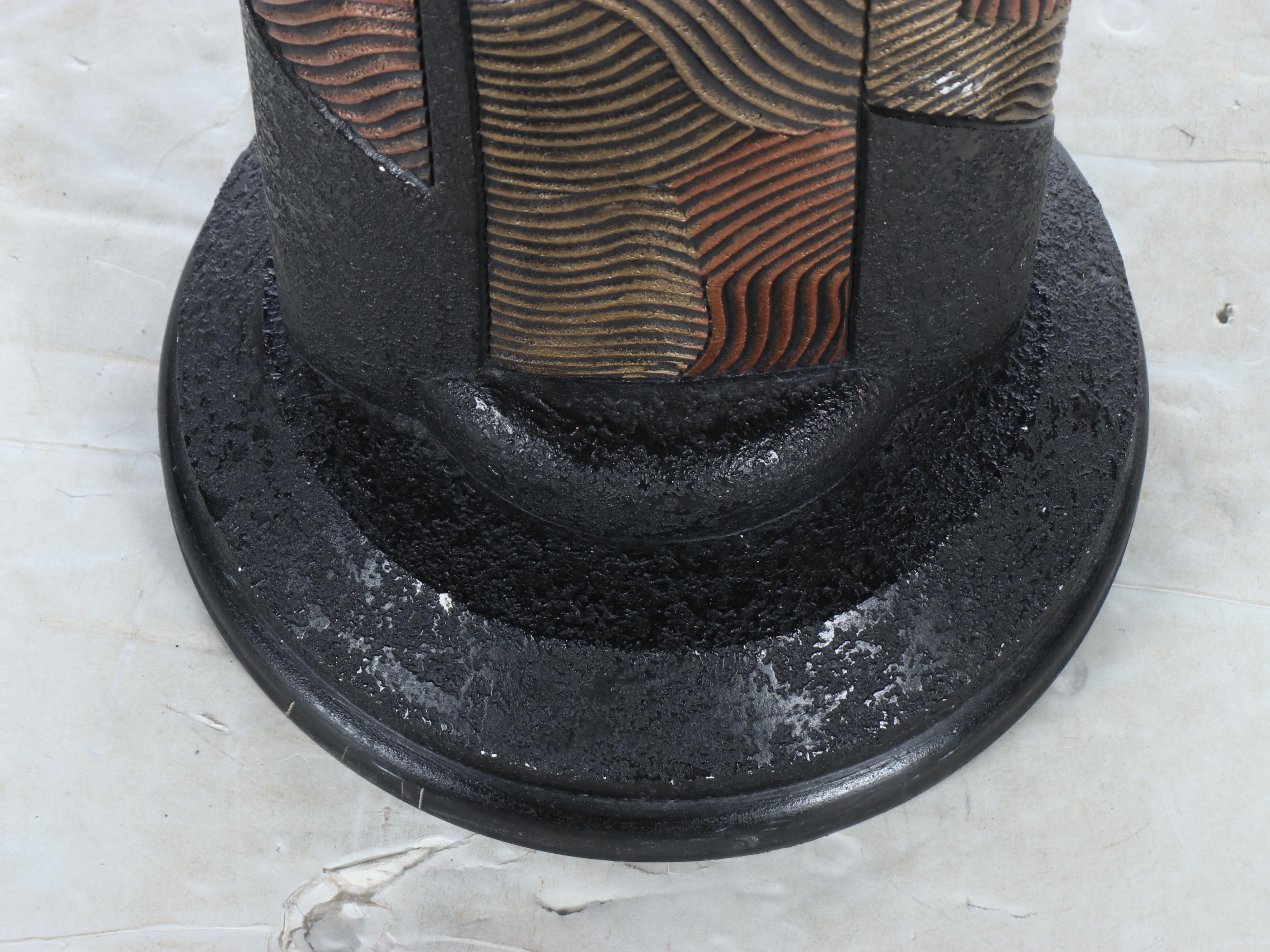 Deco Revival Style Copper, Silver, Brass Finish Floor Lamp & Coolie Shade