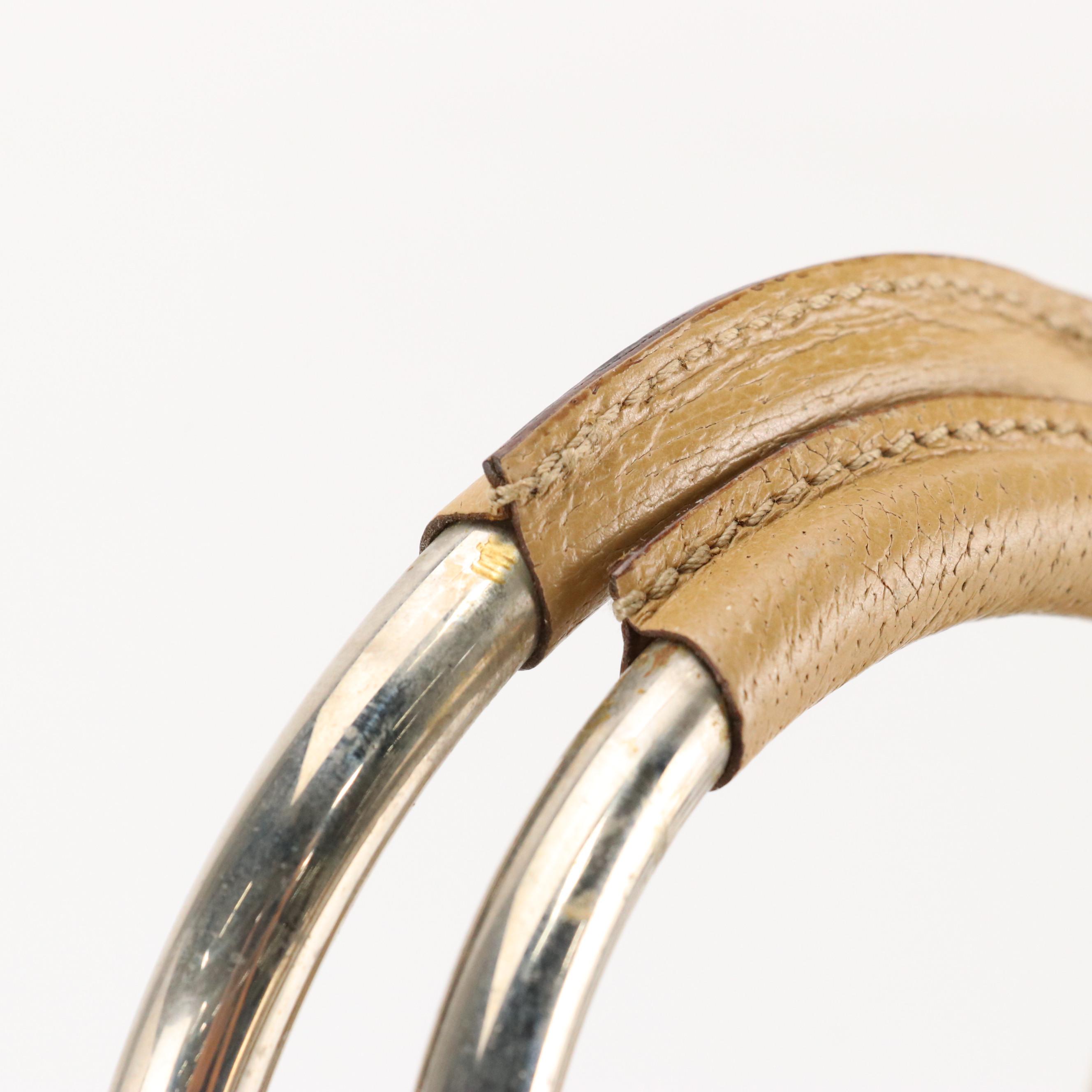 Gucci Front Pocket Metal Ring Handbag in Brown Leather