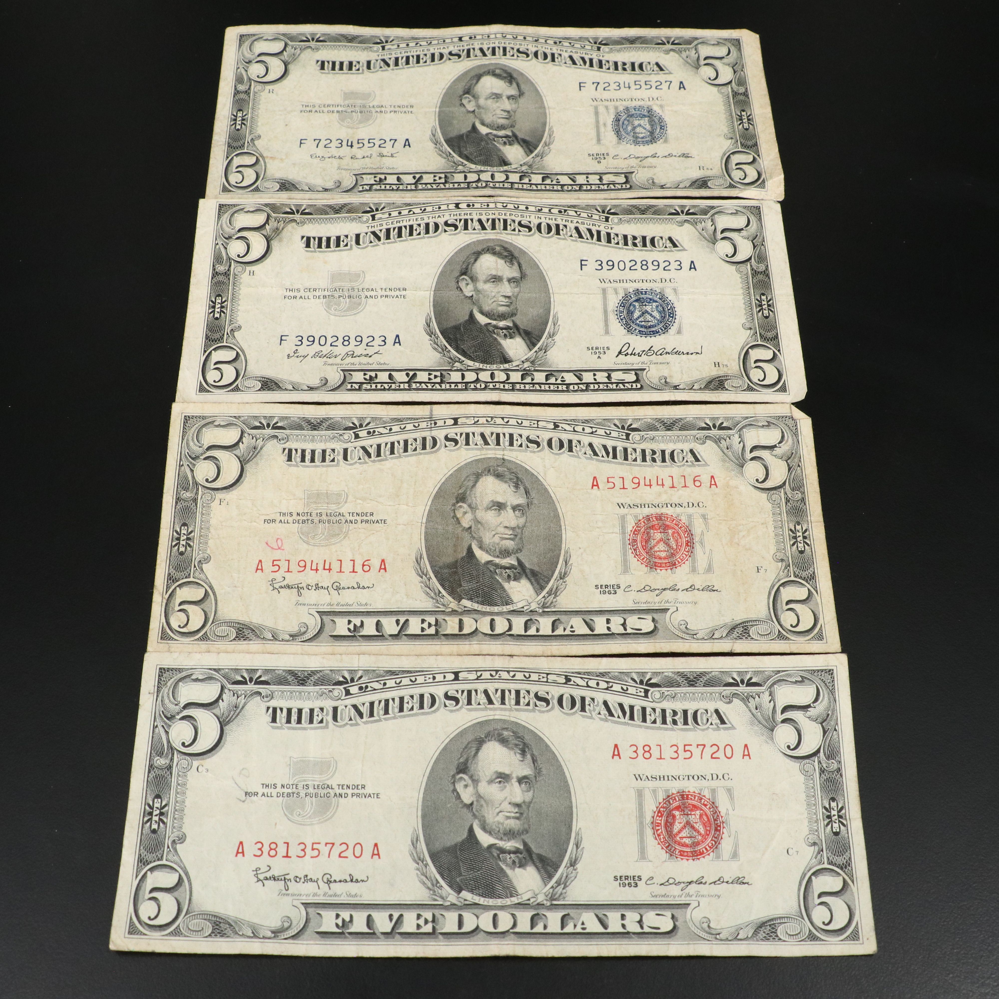 Sixteen Five Dollar Legal Tender and Silver Certificates