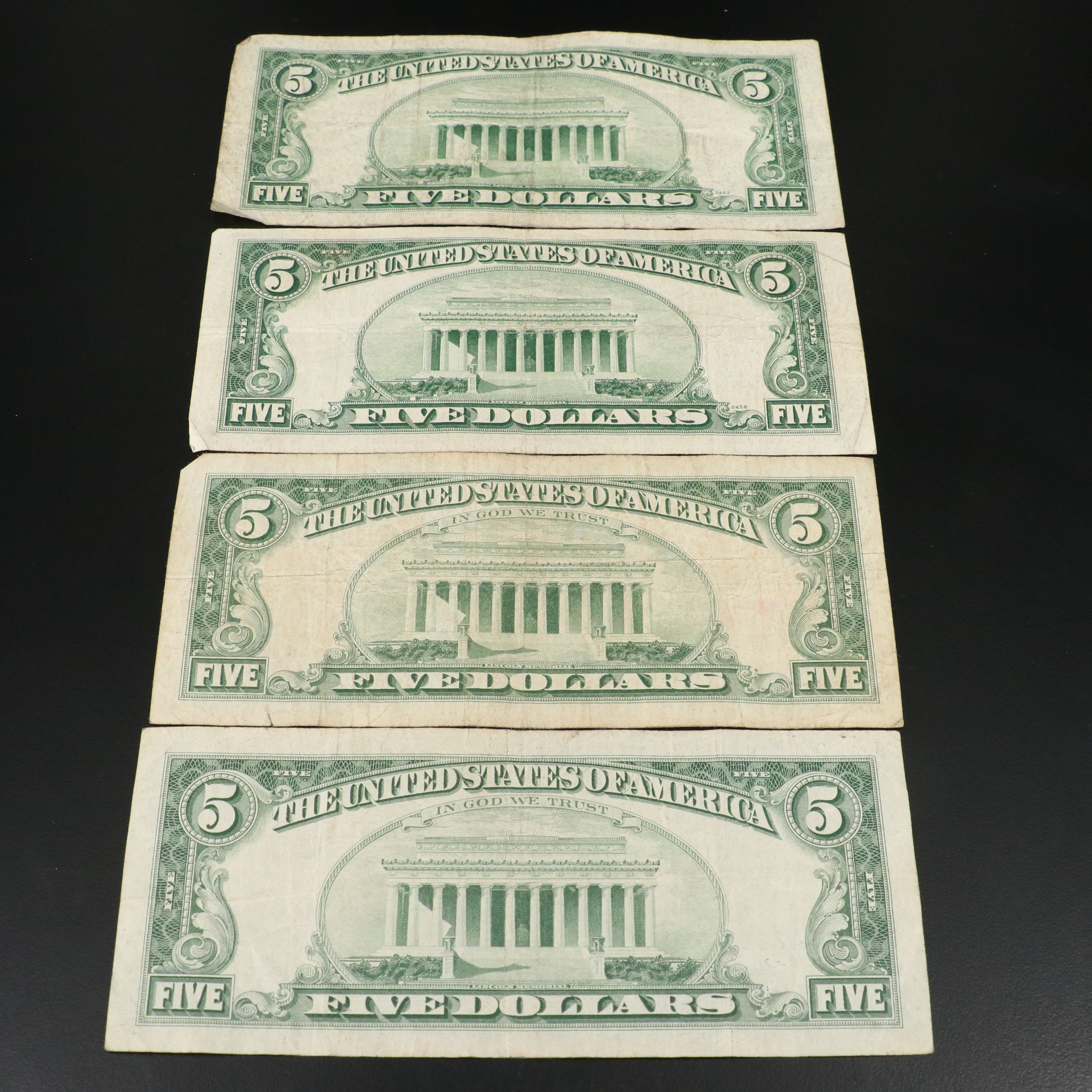 Sixteen Five Dollar Legal Tender and Silver Certificates