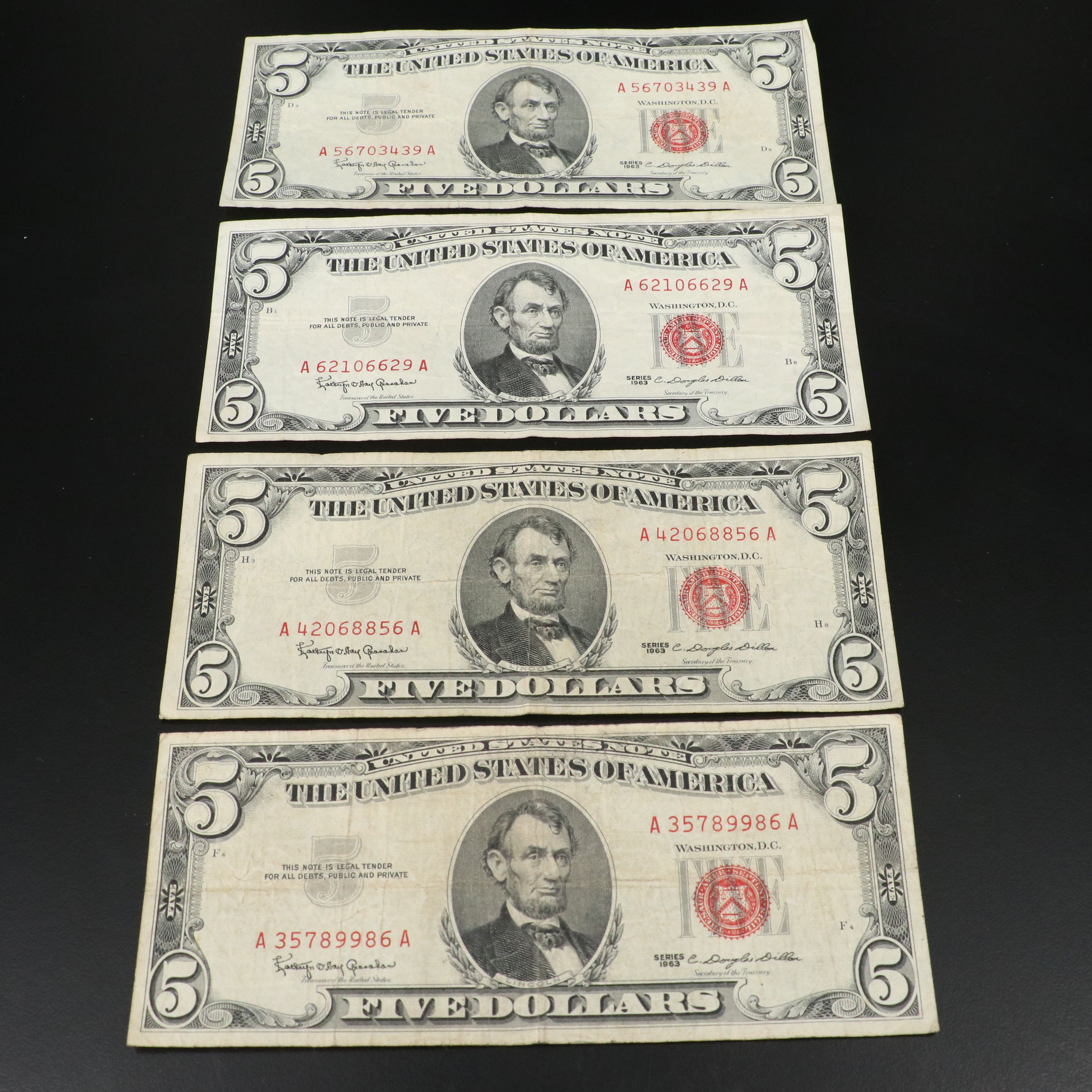 Sixteen Five Dollar Legal Tender and Silver Certificates