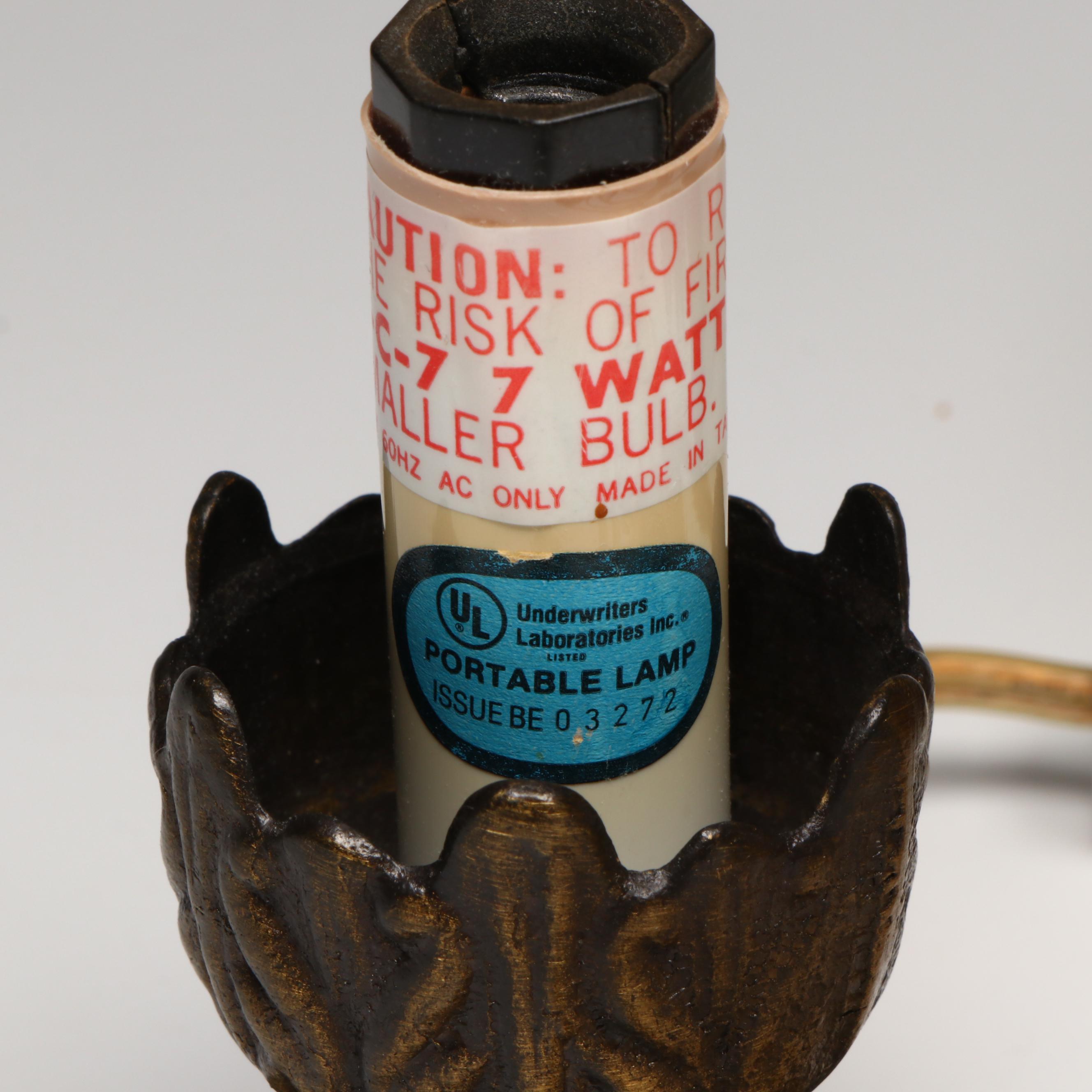 Art Nouveau Style Accent Lamps with Speckled Glass Trumpet Shades