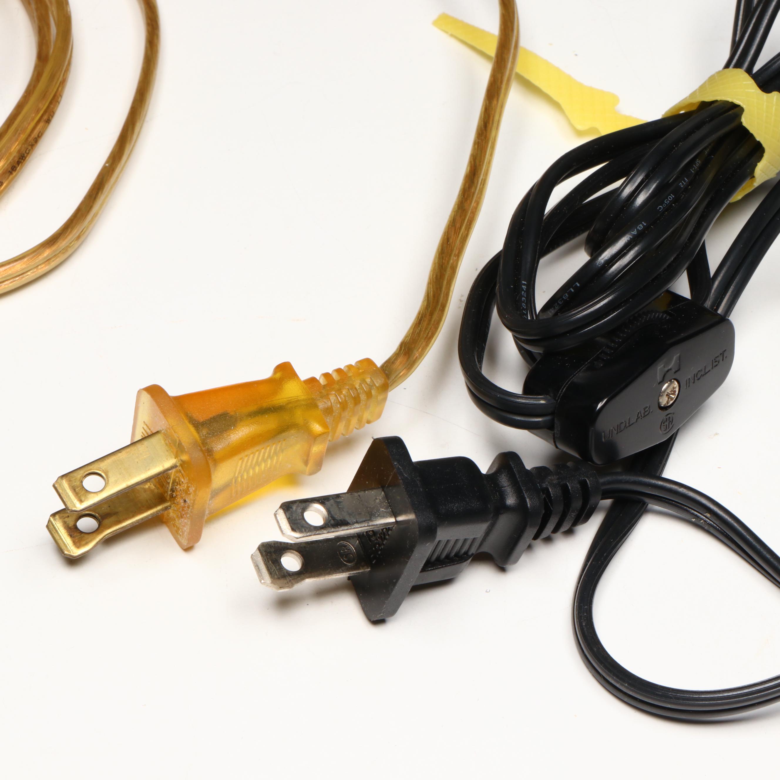 Art Nouveau Style Accent Lamps with Speckled Glass Trumpet Shades