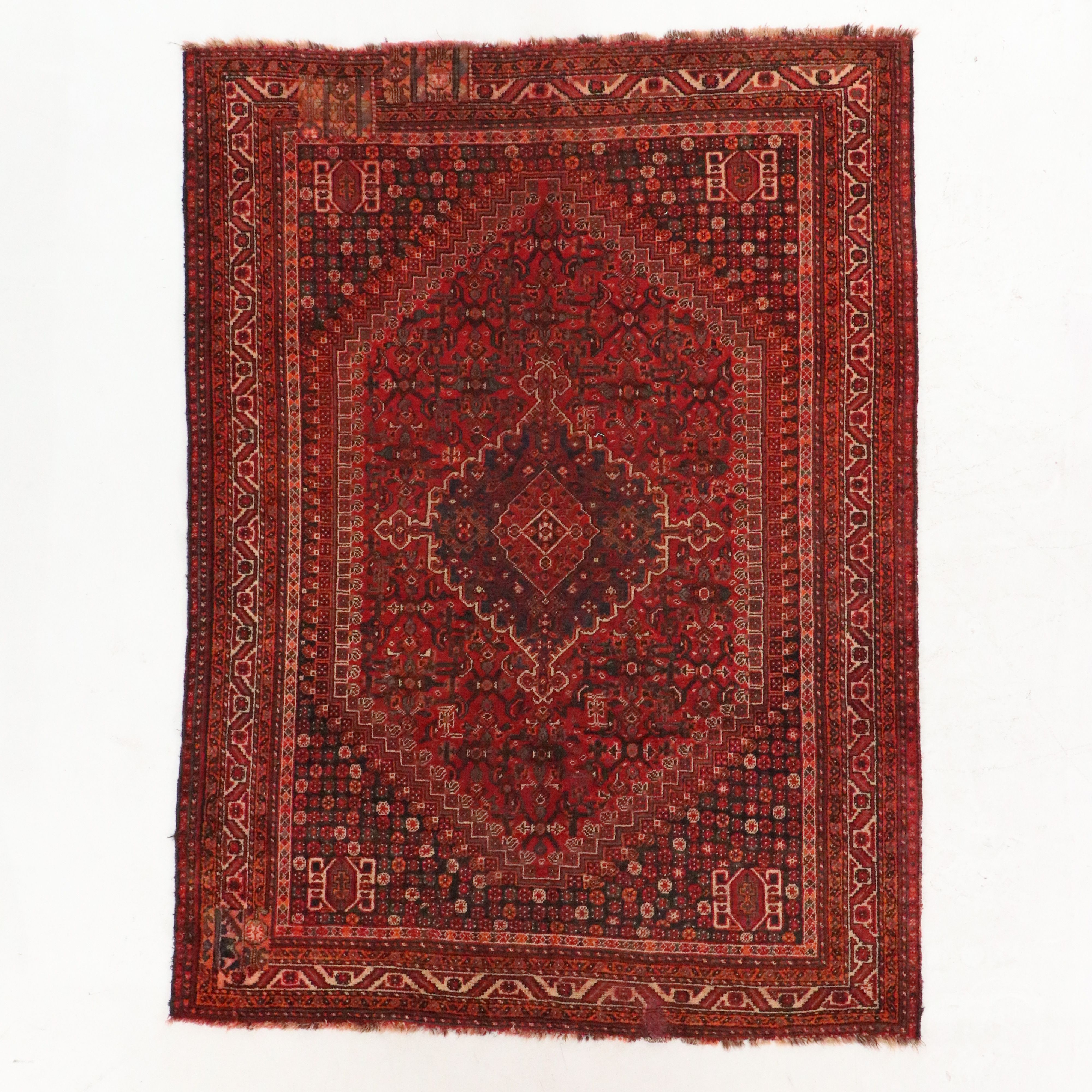 7'2 x 9'11 Hand-Knotted Persian Qashqai Area Rug
