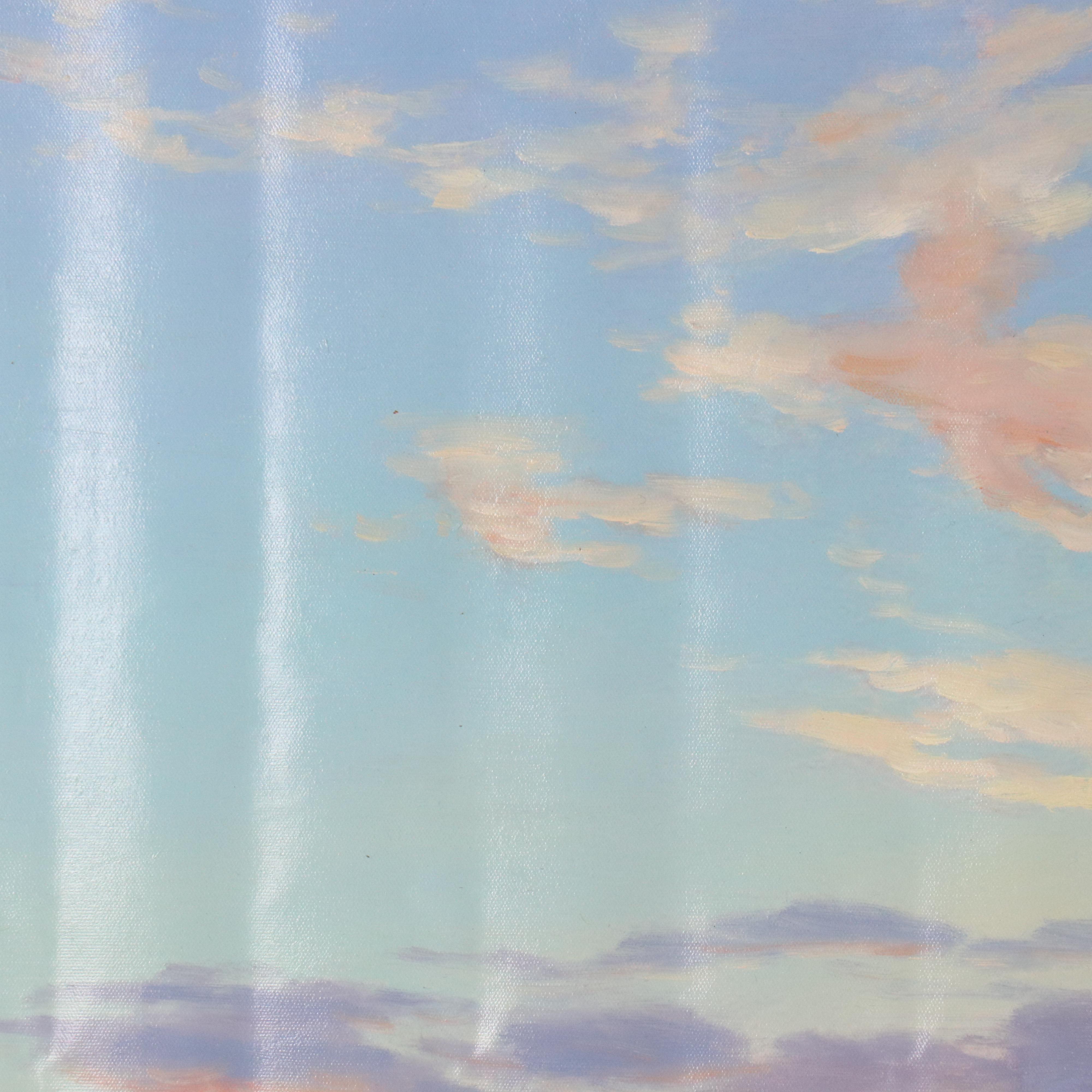 N. Ming Lake Landscape Oil Painting, 21st Century