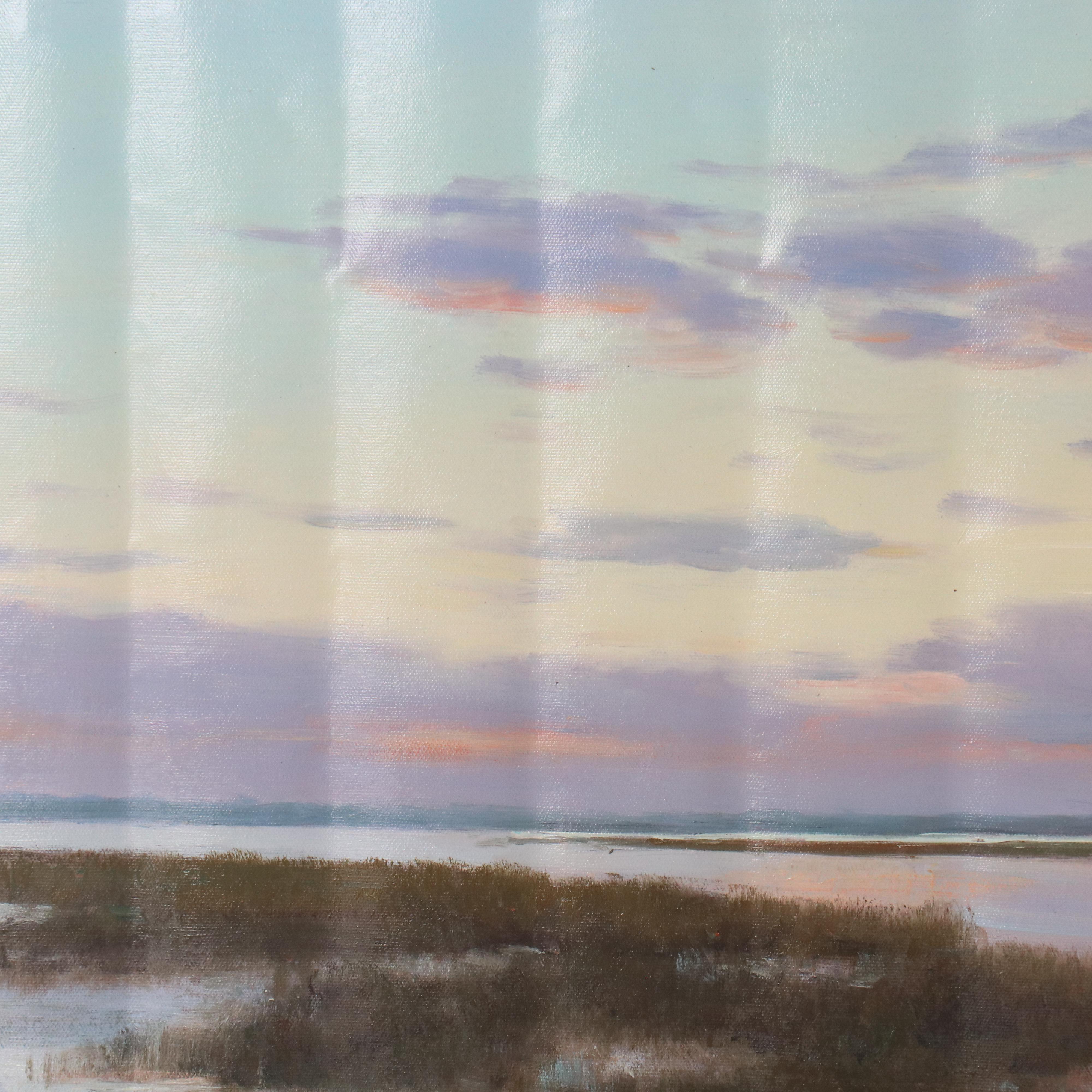 N. Ming Lake Landscape Oil Painting, 21st Century