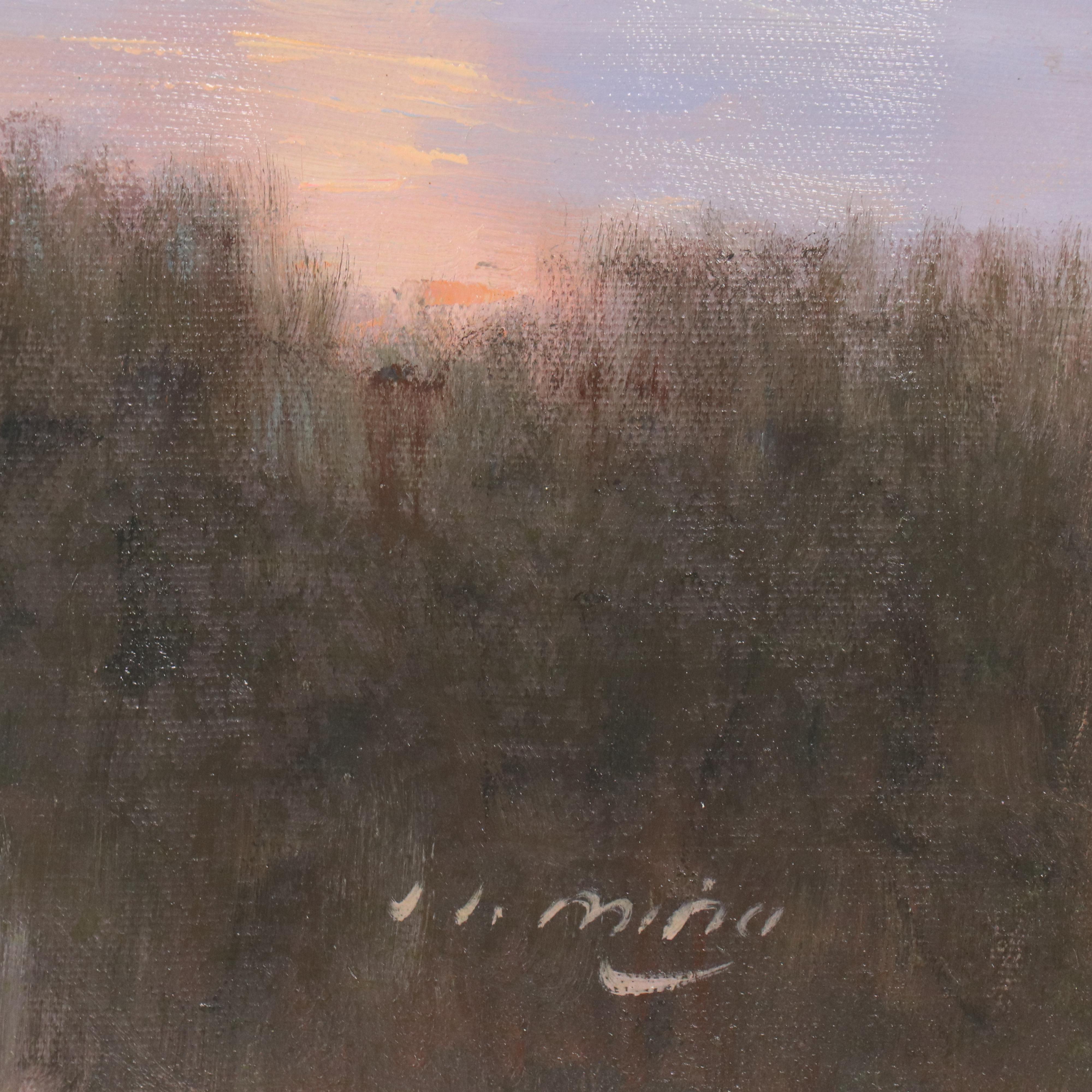 N. Ming Lake Landscape Oil Painting, 21st Century