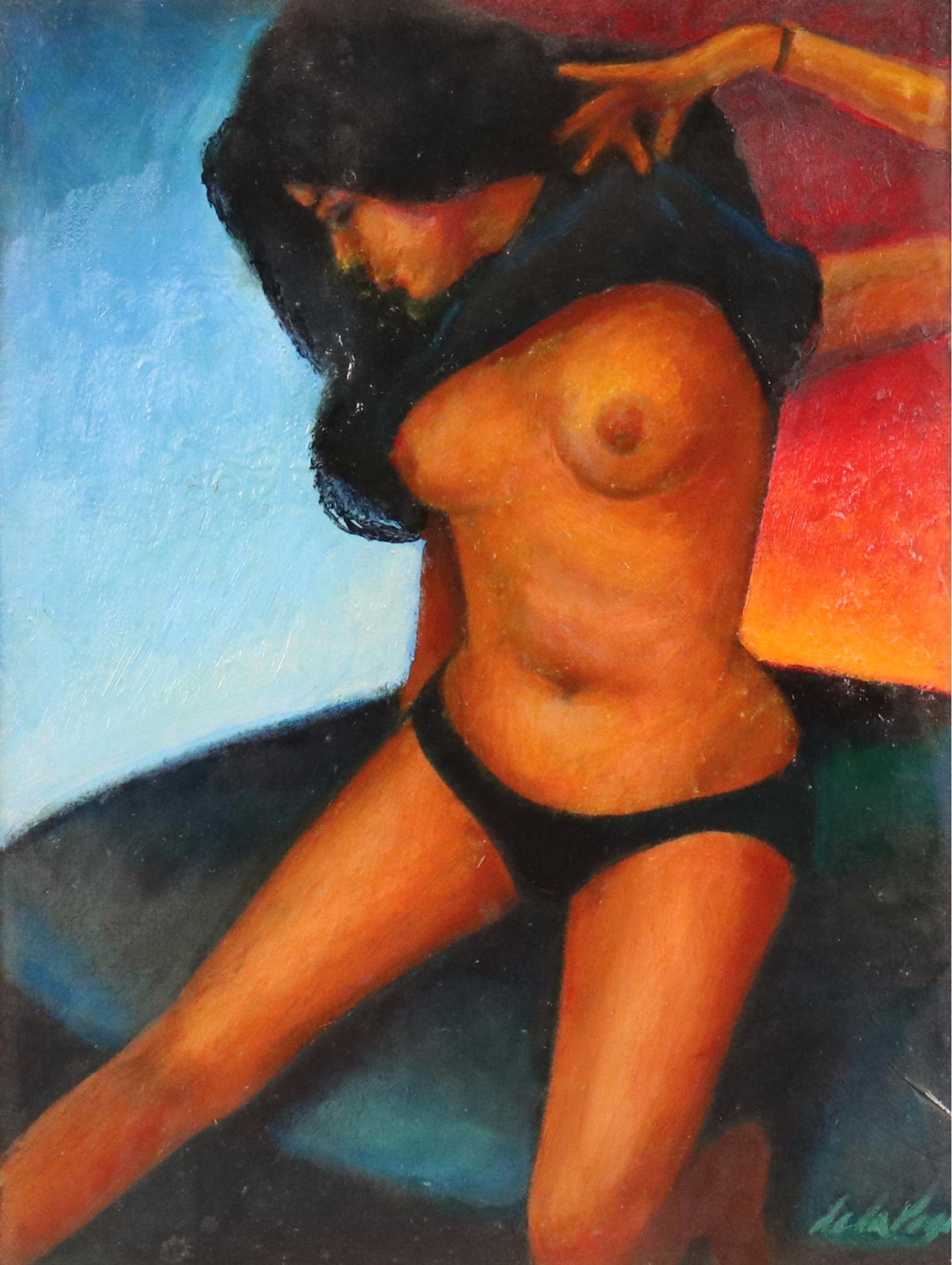 Stylized Oil Painting "My Beautiful Mode Isabel," 1971