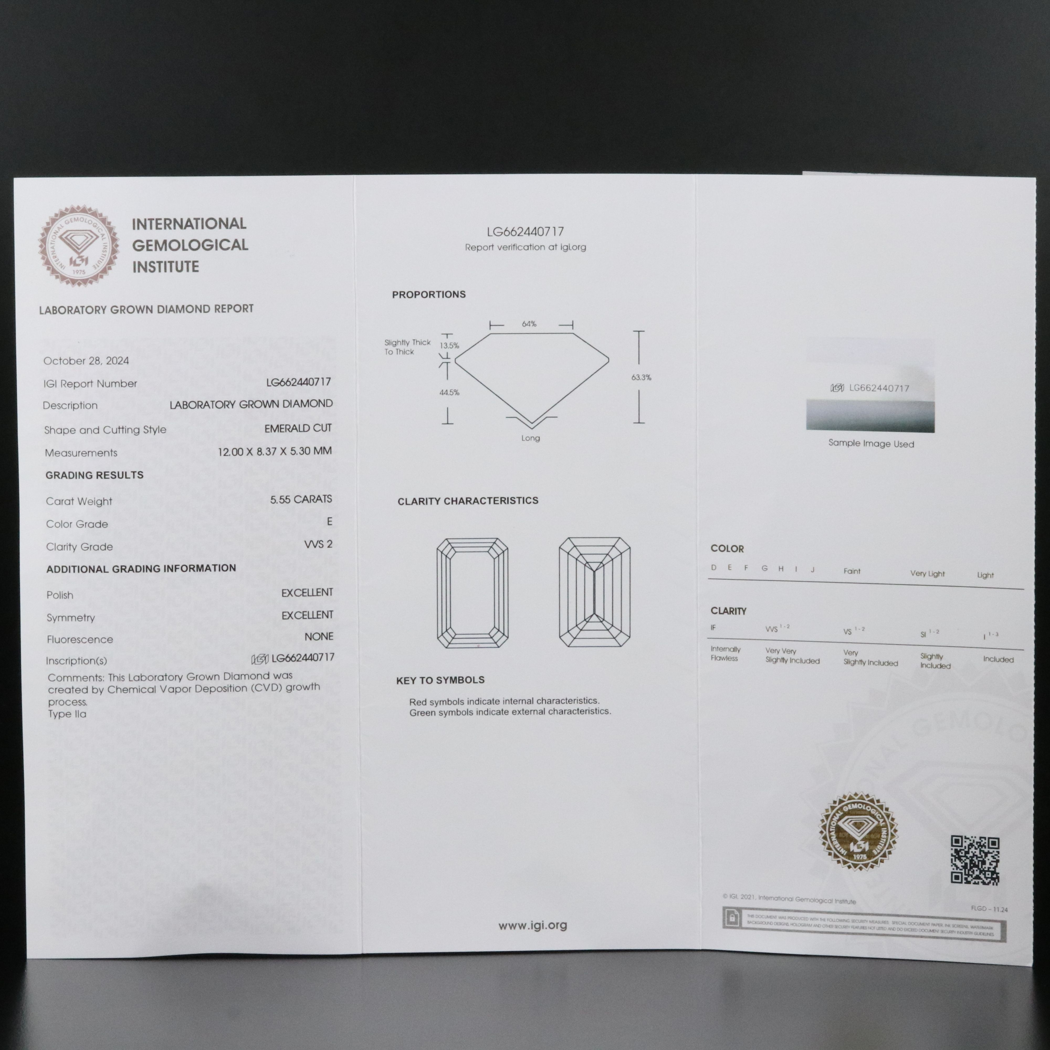 Platinum 5.55 CT Lab Grown Diamond Solitaire Ring with IGI Report
