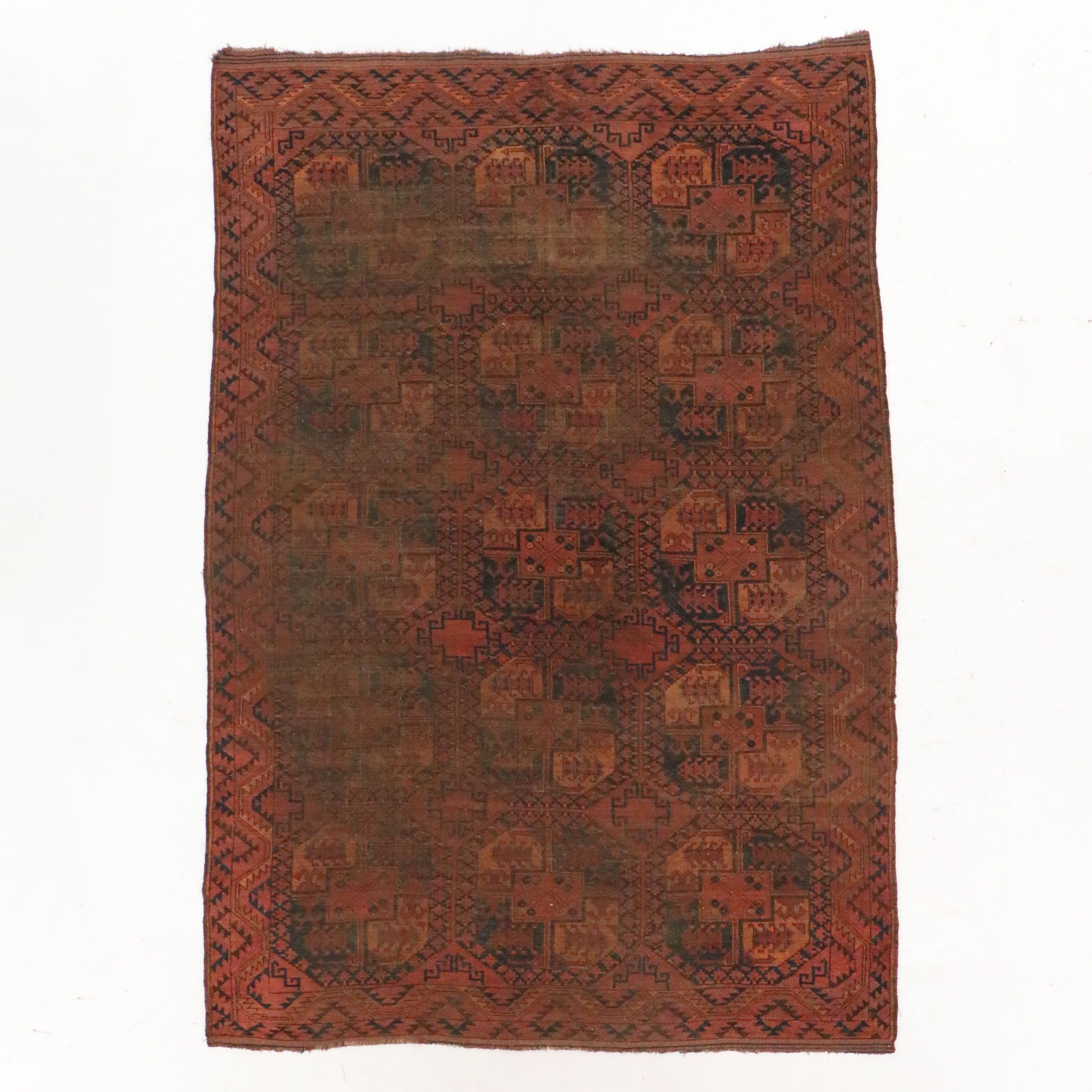 7'7 x 11' Hand-Knotted Afghan Turkmen Area Rug