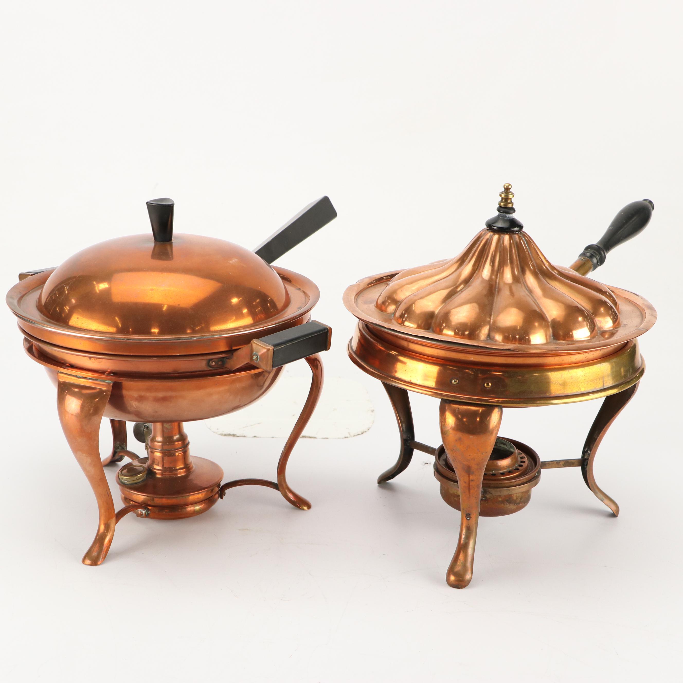 Sigg, S. Sternau & Co., and Other Copper Pots, Pans, and Chafing Dishes