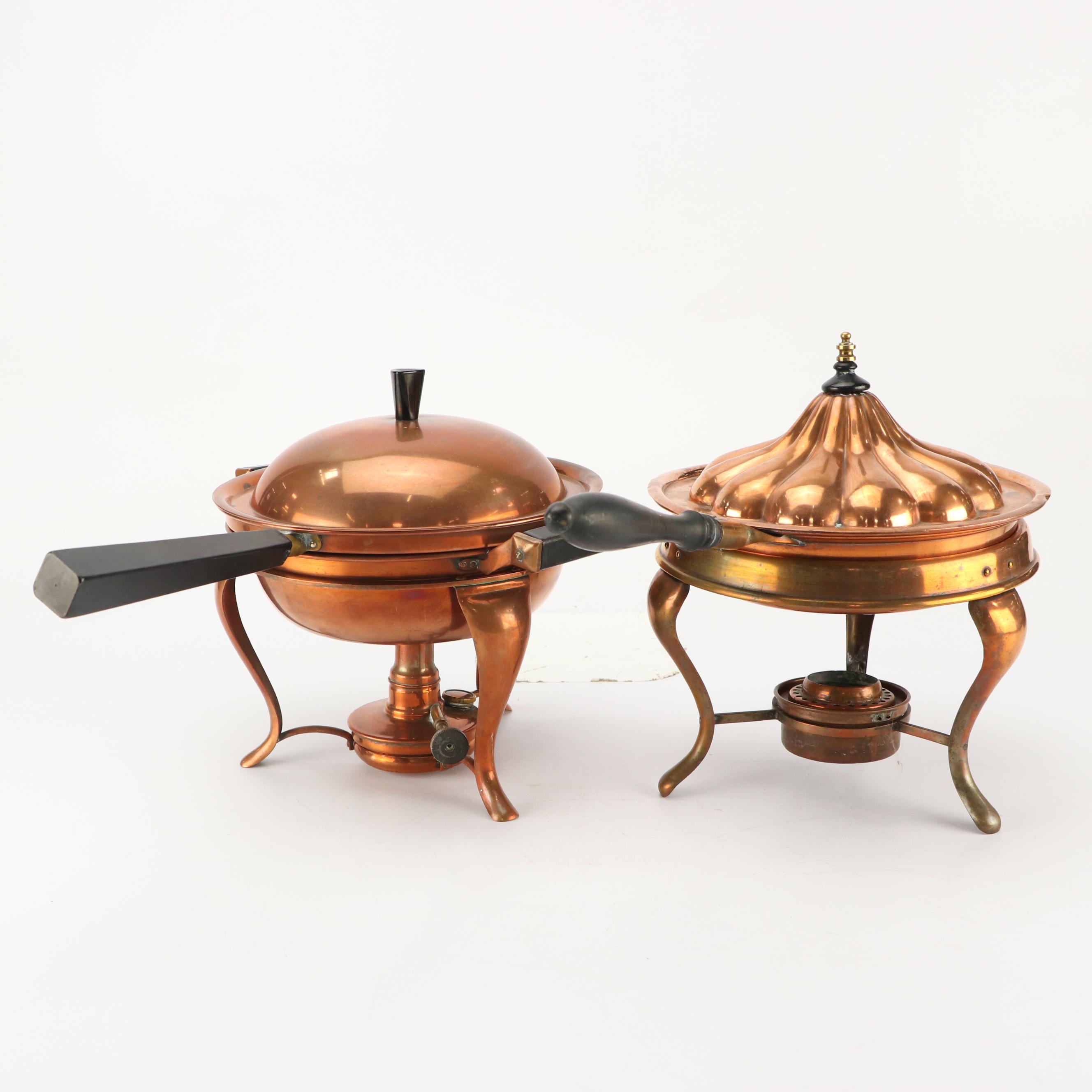 Sigg, S. Sternau & Co., and Other Copper Pots, Pans, and Chafing Dishes