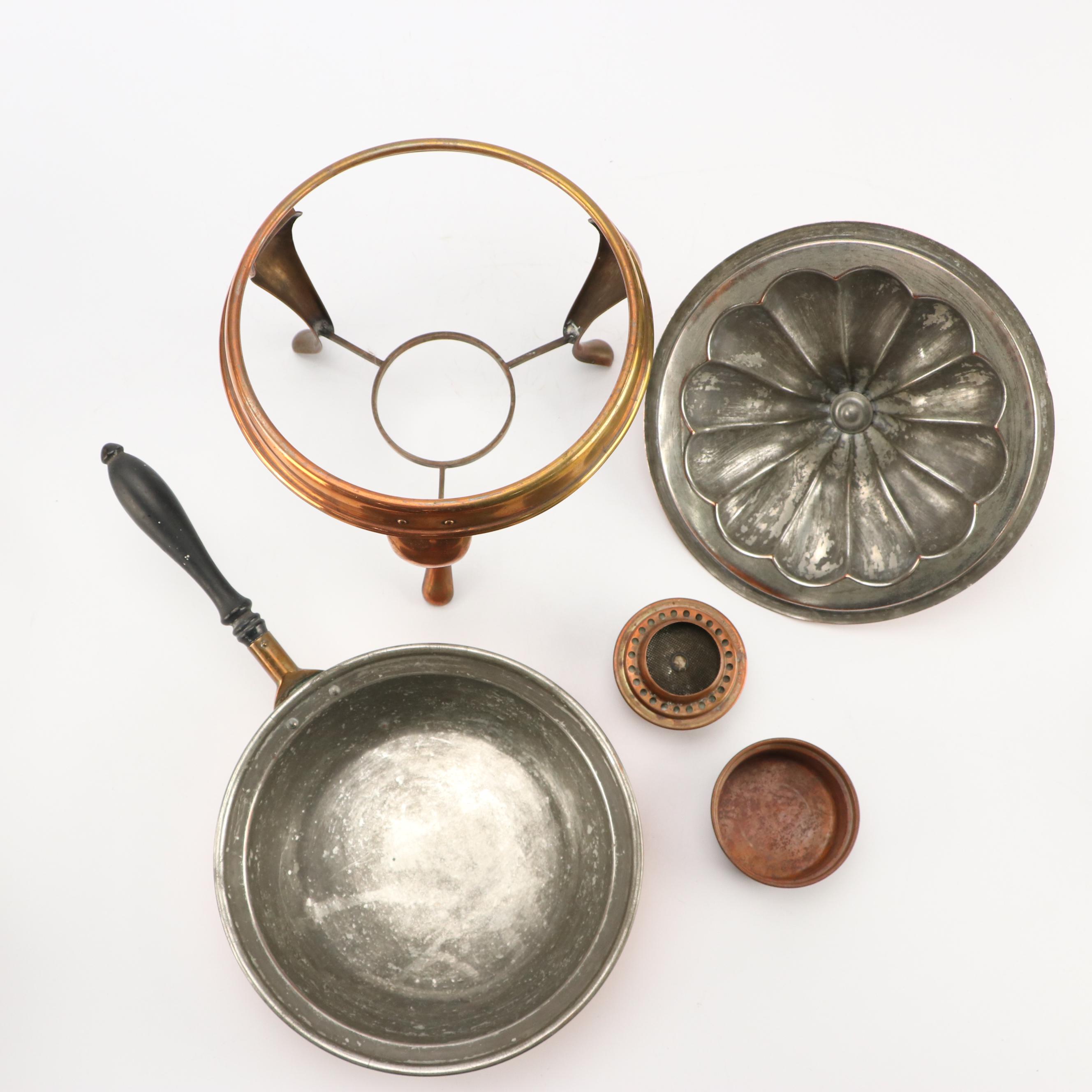 Sigg, S. Sternau & Co., and Other Copper Pots, Pans, and Chafing Dishes
