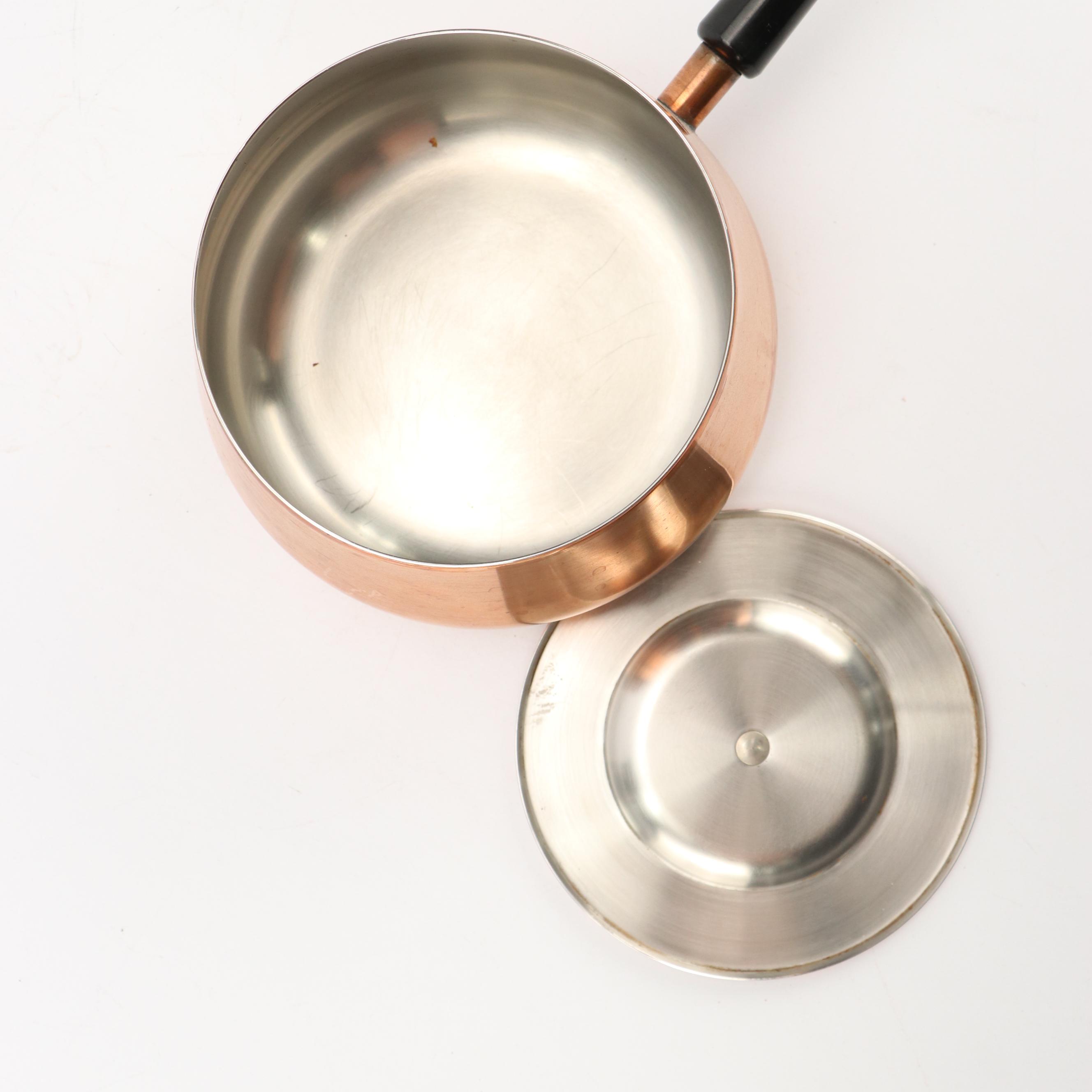 Sigg, S. Sternau & Co., and Other Copper Pots, Pans, and Chafing Dishes