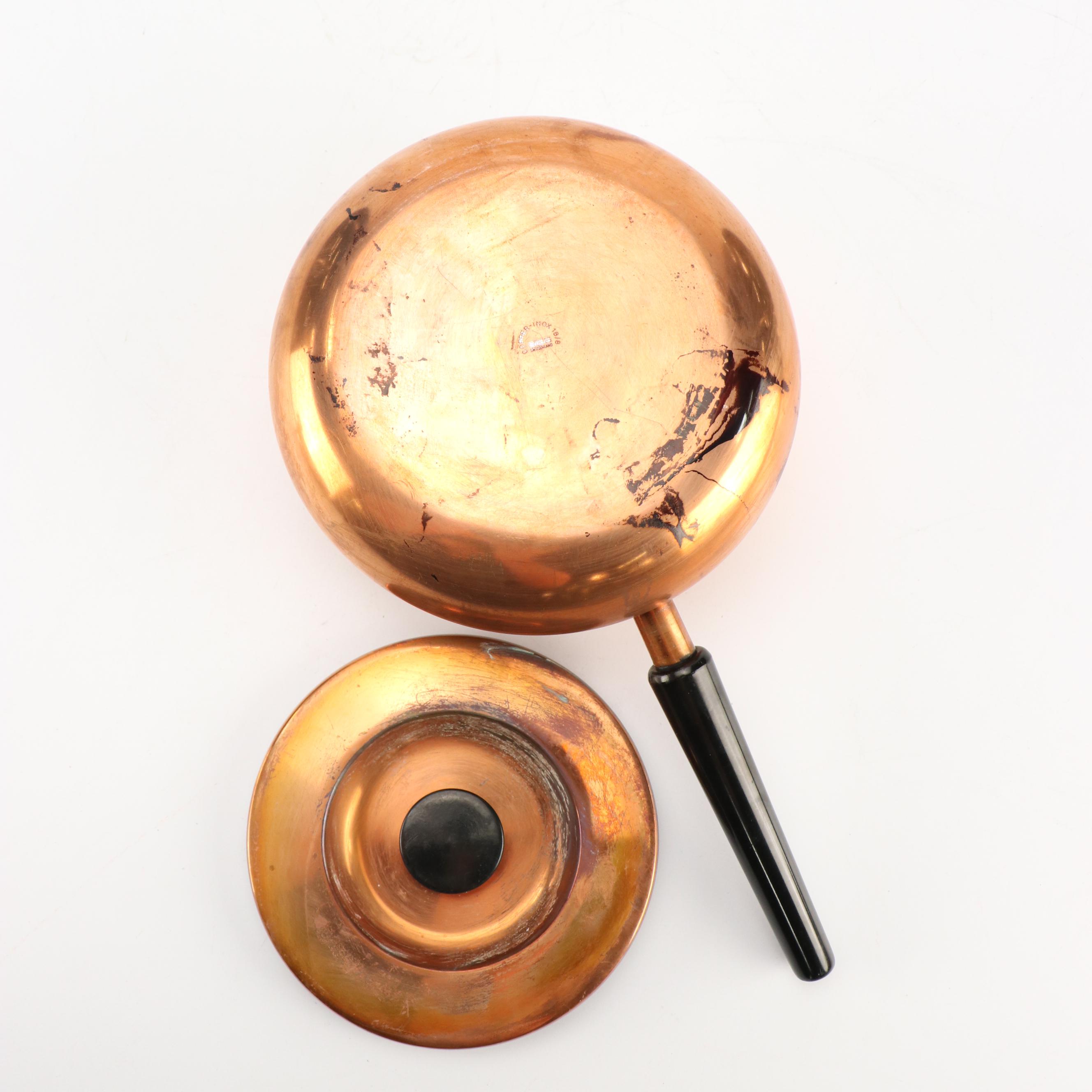 Sigg, S. Sternau & Co., and Other Copper Pots, Pans, and Chafing Dishes