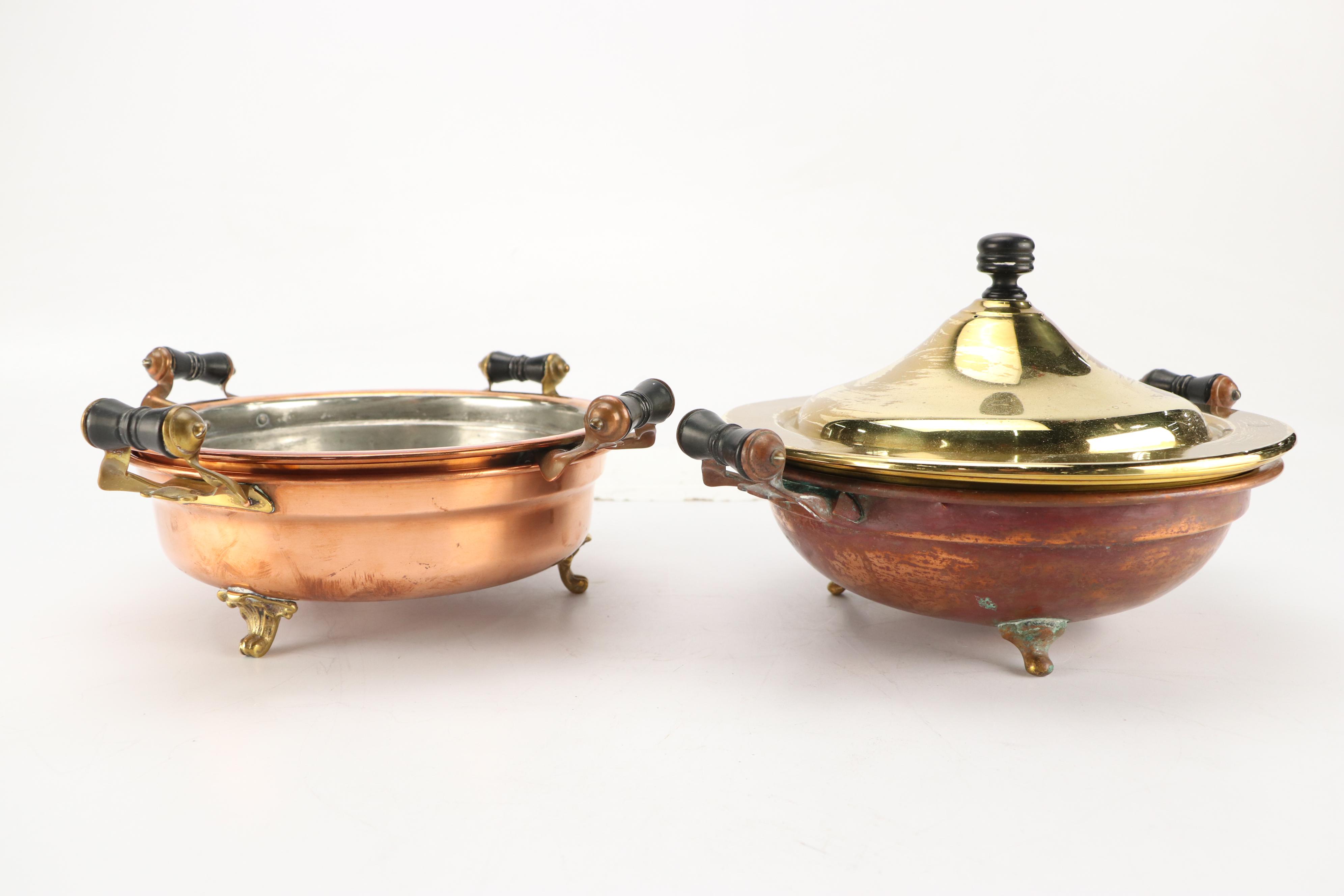 Sigg, S. Sternau & Co., and Other Copper Pots, Pans, and Chafing Dishes