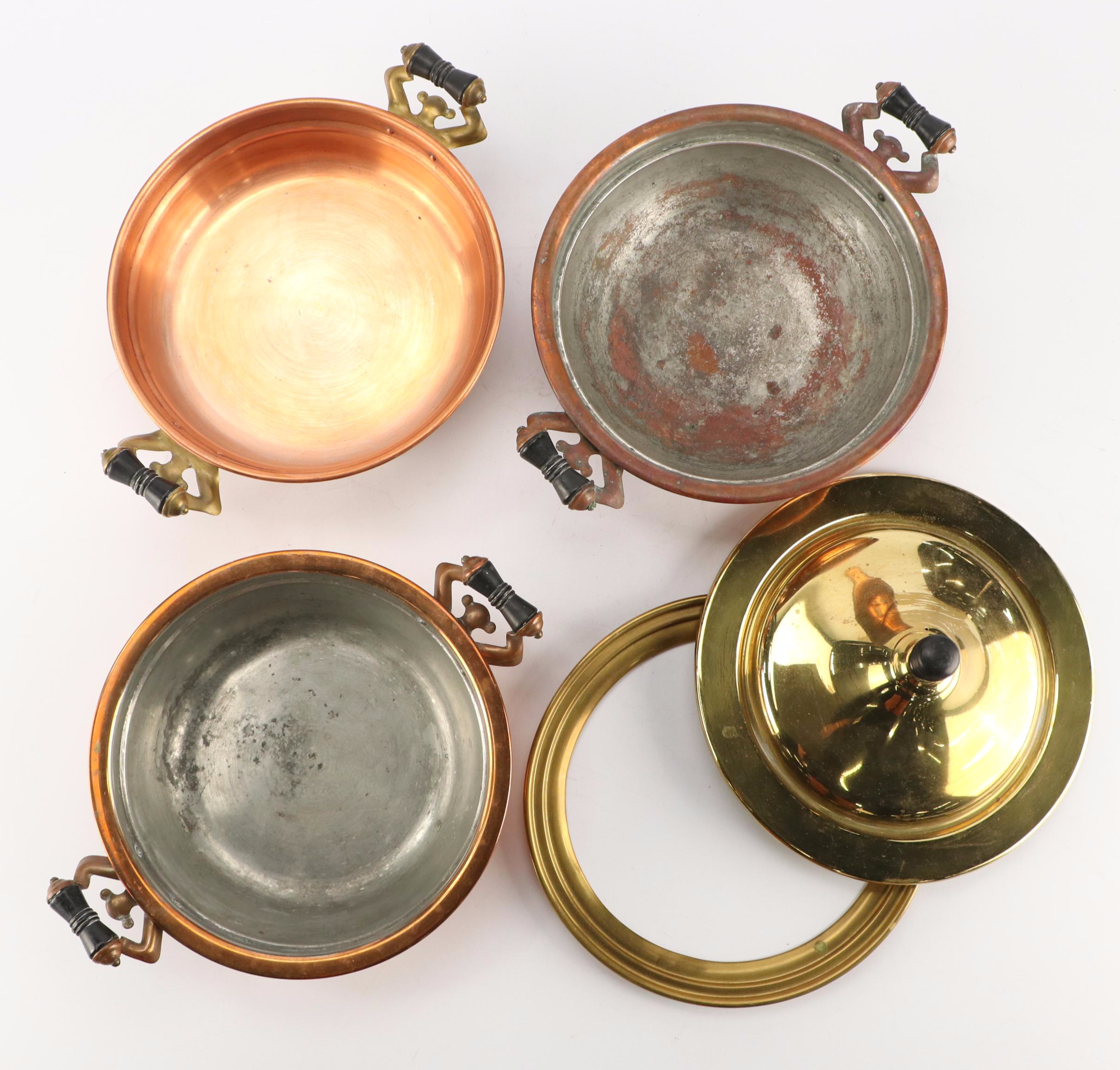 Sigg, S. Sternau & Co., and Other Copper Pots, Pans, and Chafing Dishes