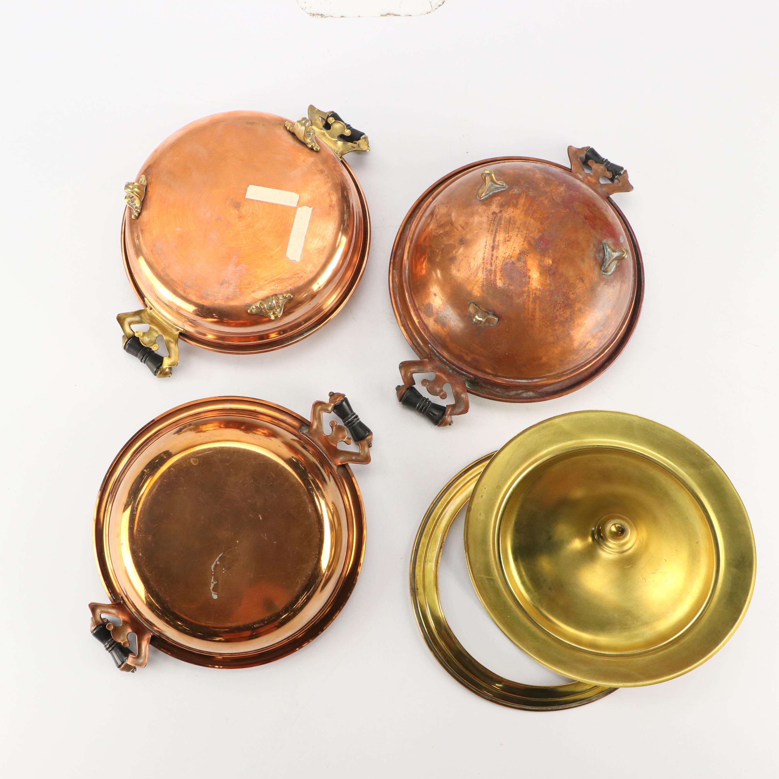 Sigg, S. Sternau & Co., and Other Copper Pots, Pans, and Chafing Dishes