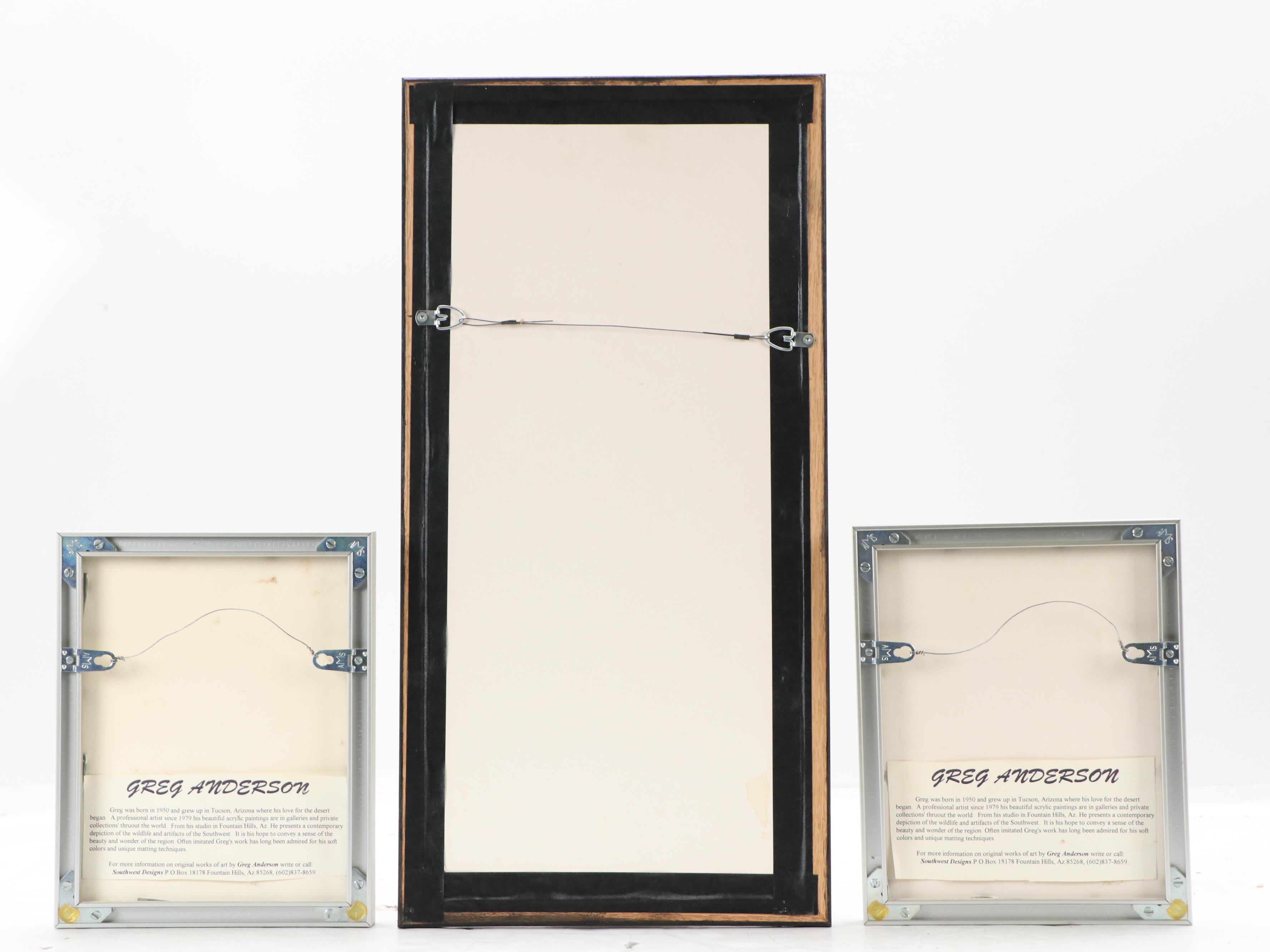 American Southwestern Themed Artwork Including Two Prints and Painted Feather