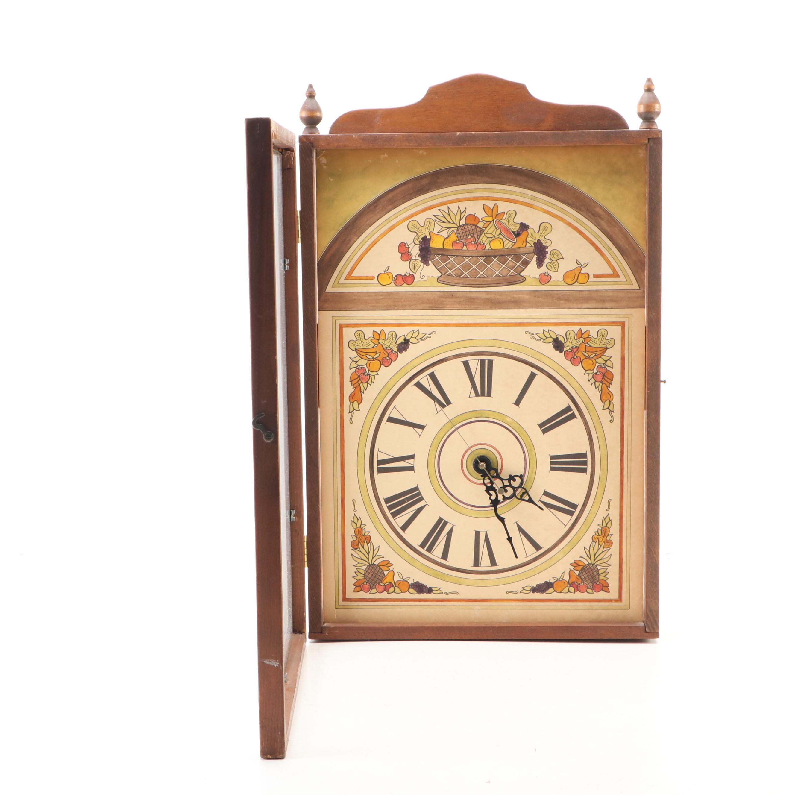 Fruit Basket Roman Numeral Swinging Door Wood Wall Clock