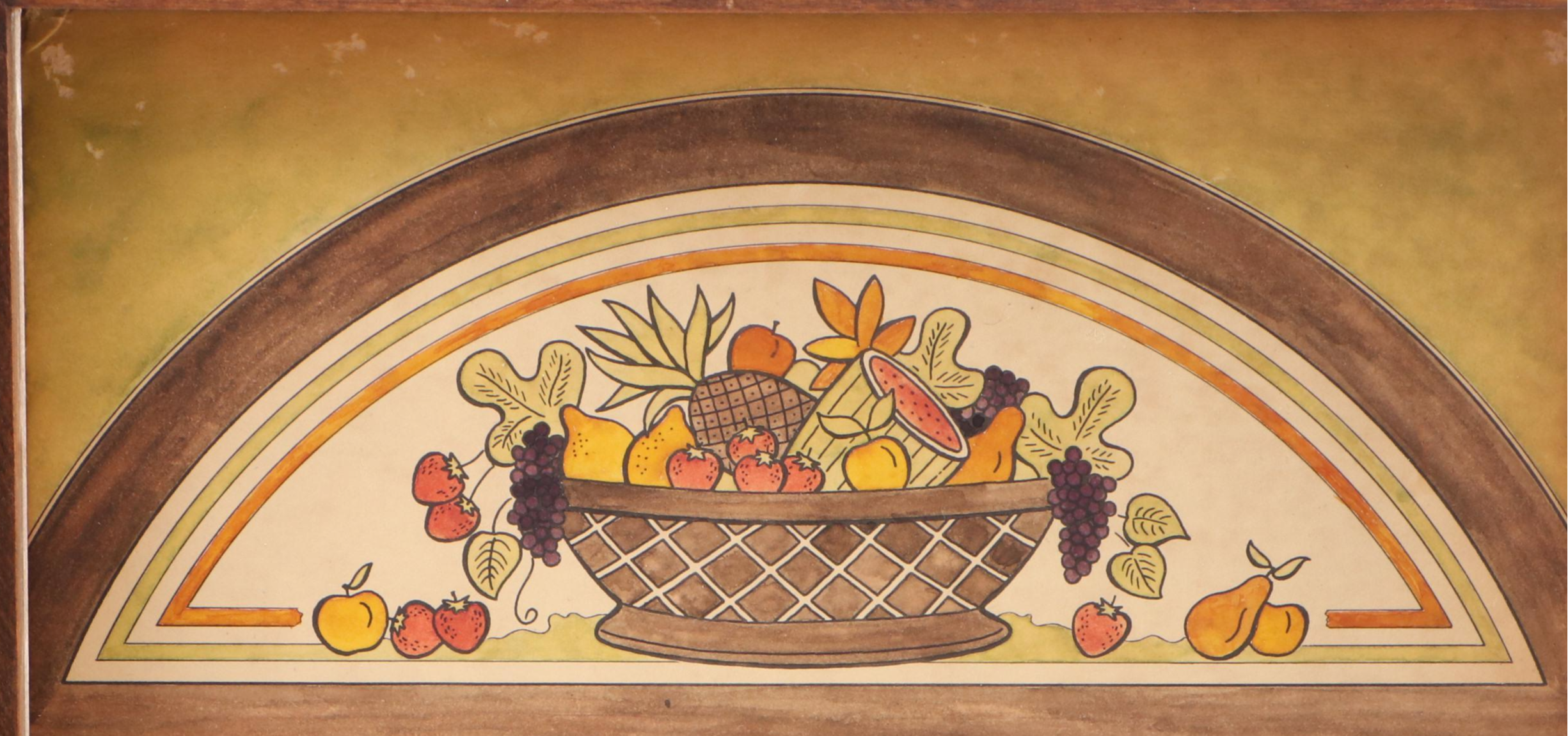 Fruit Basket Roman Numeral Swinging Door Wood Wall Clock