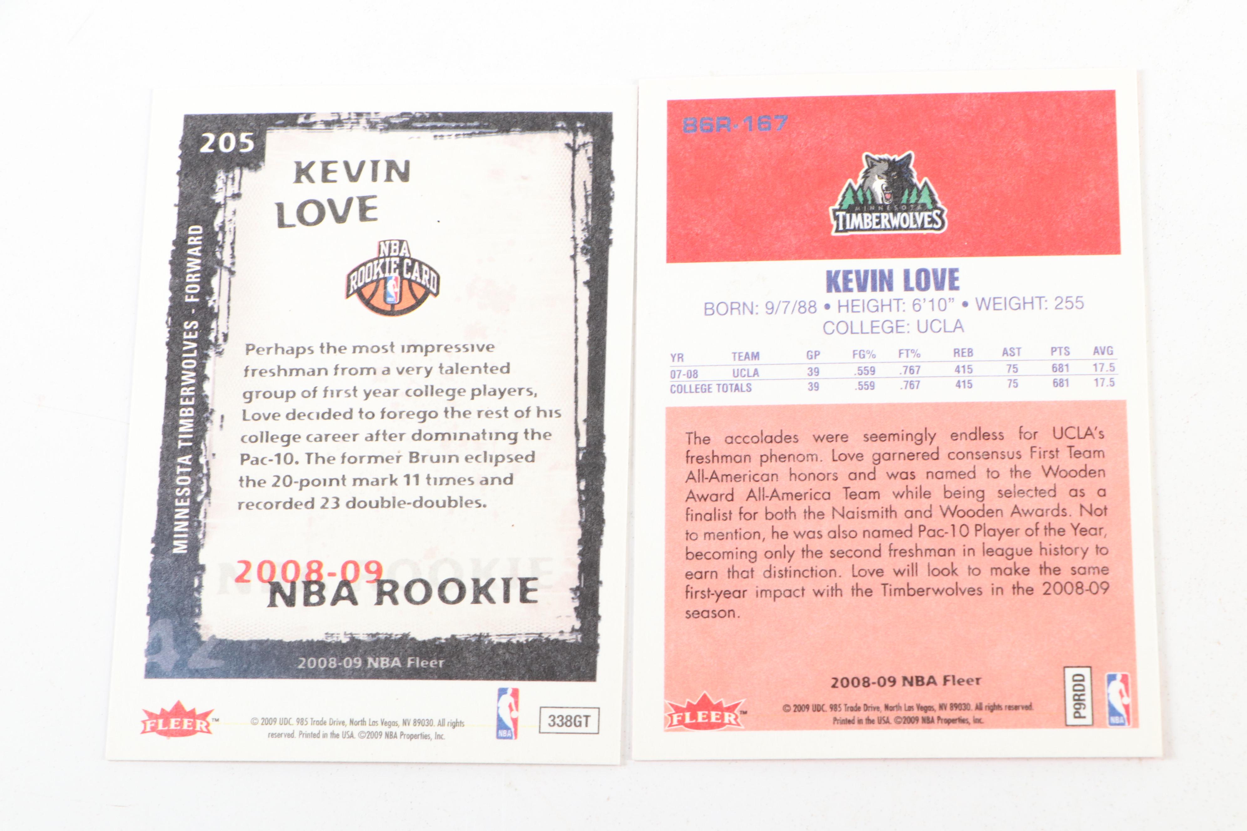 2008-09 Fleer Kevin Love Minnesota Timberwolves Basketball Rookie Cards