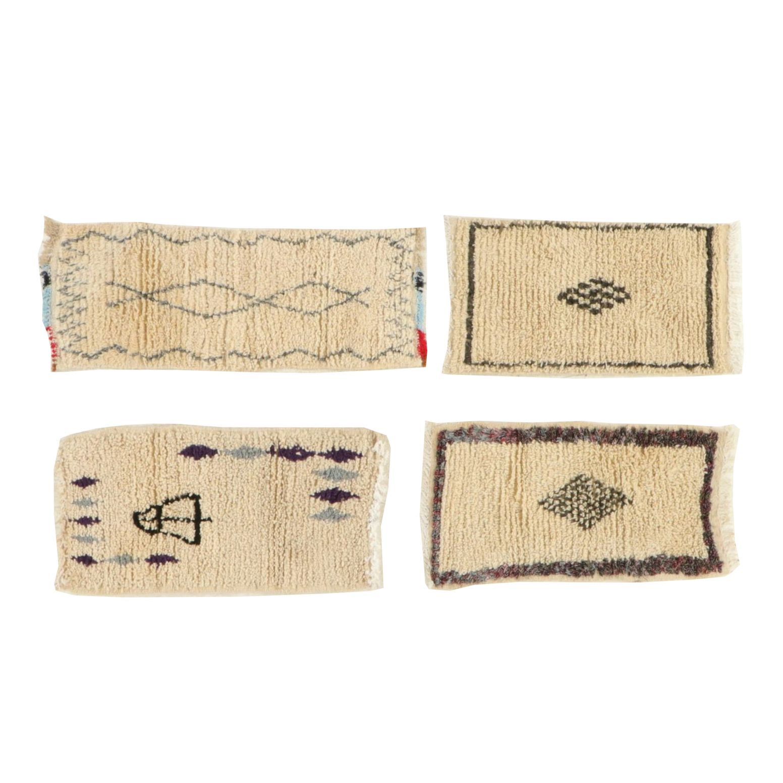 Four Hand-Knotted Moroccan Berber Accent Rugs